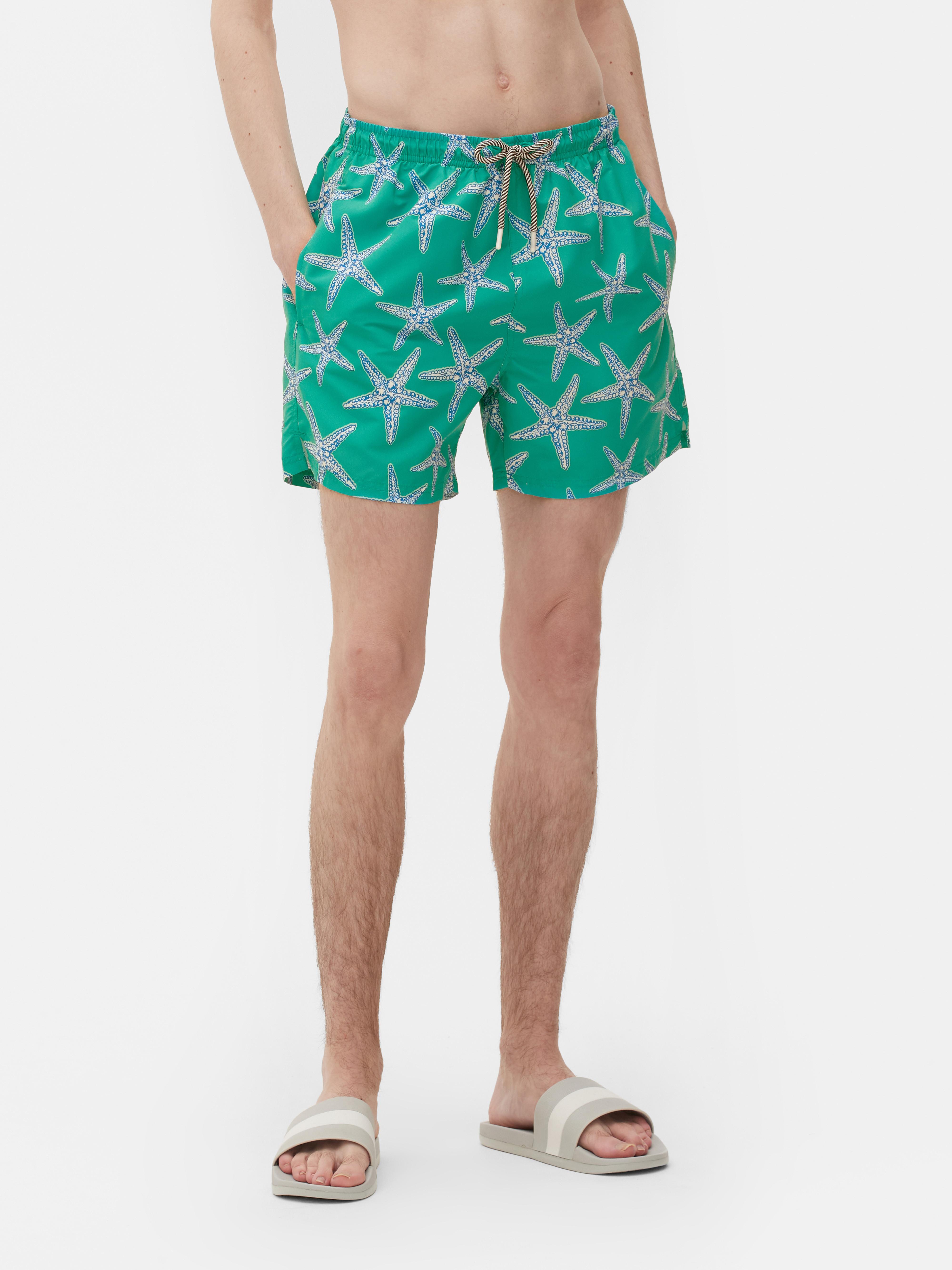 Mens Green Starfish Print Swim Shorts | Primark