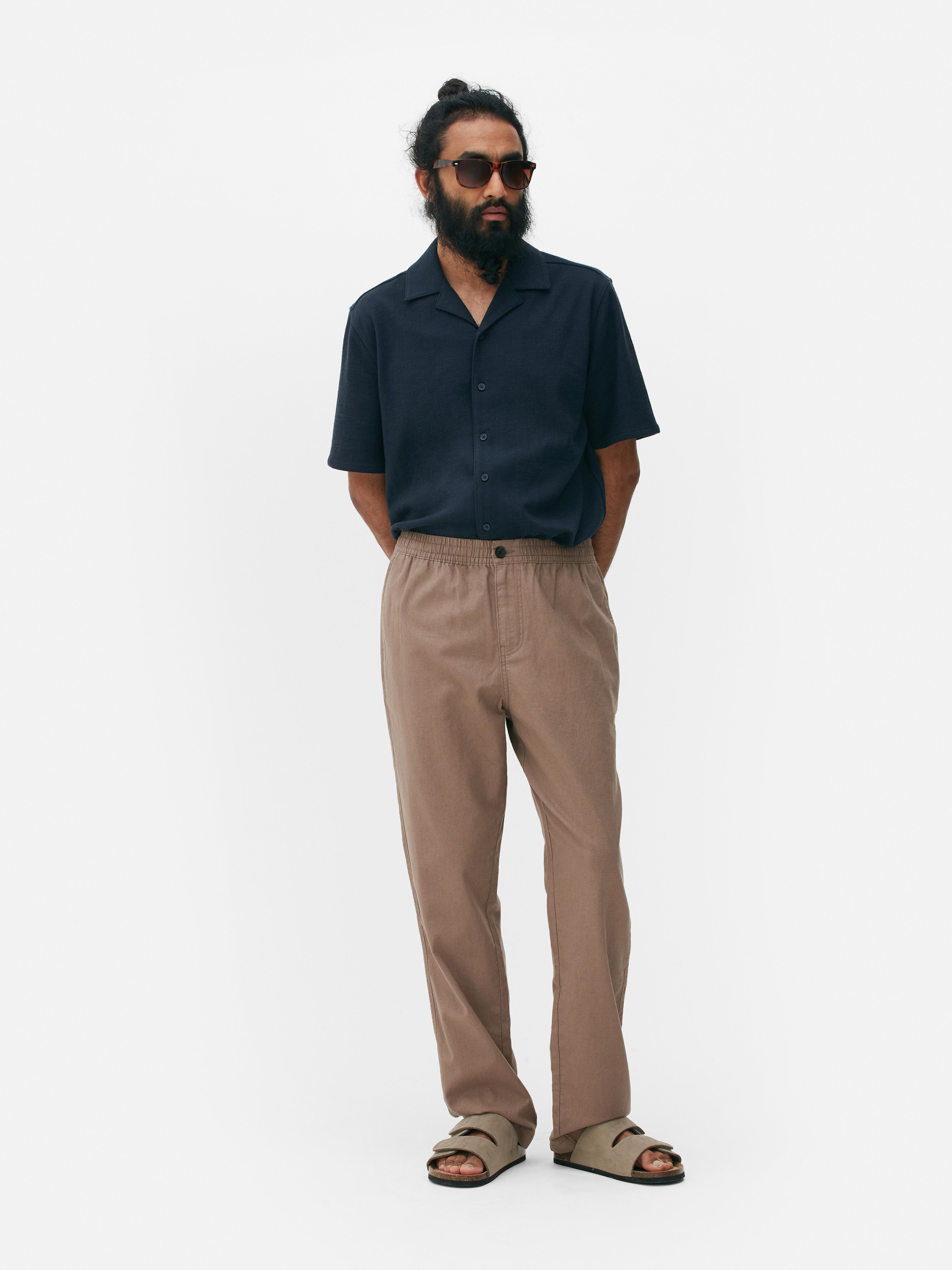 Men's Light Brown Stretch Waist Pants Primark