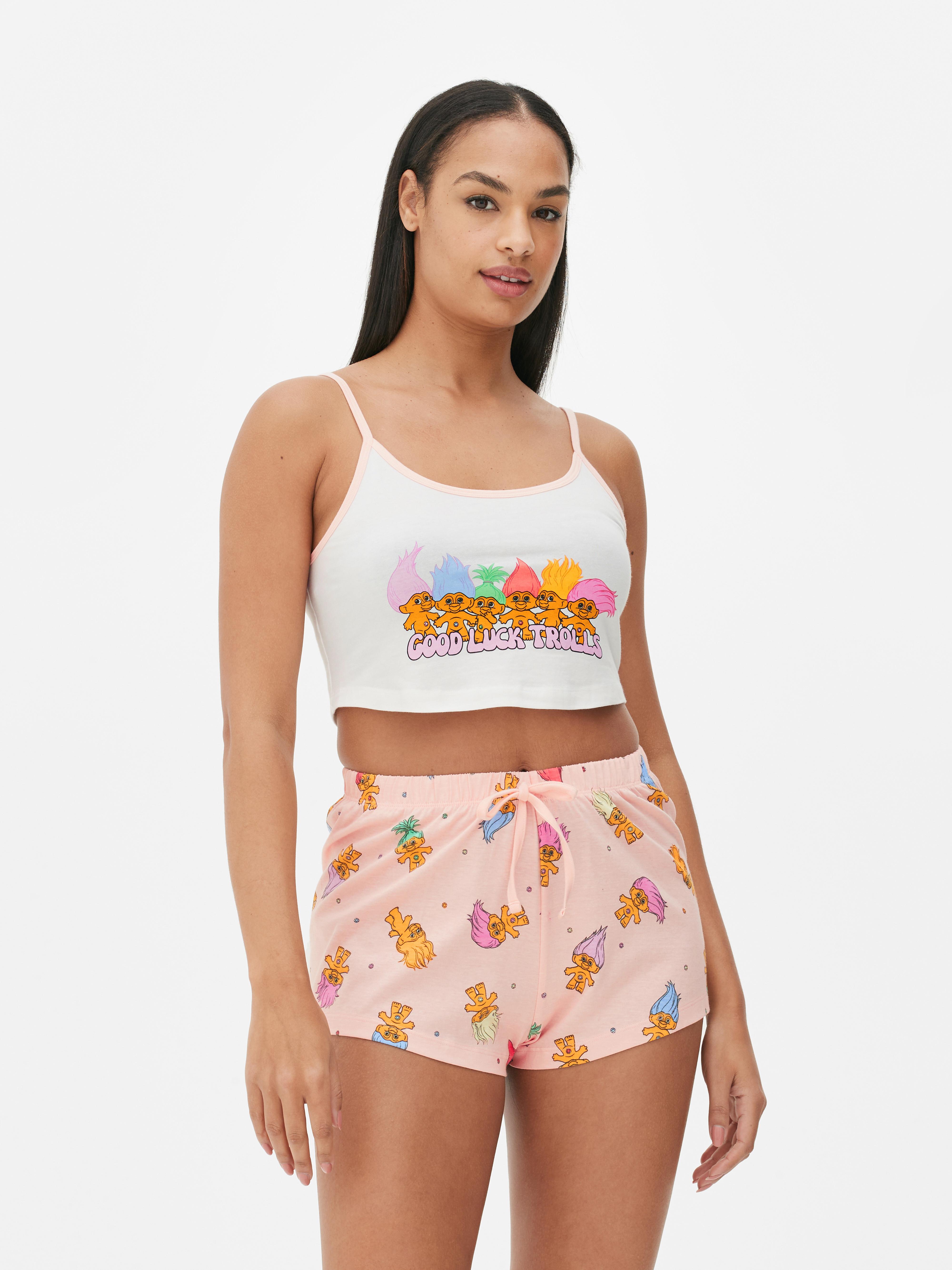 Women's Peach Good Luck Trolls Cropped Cami and Shorts Pyjamas | Primark