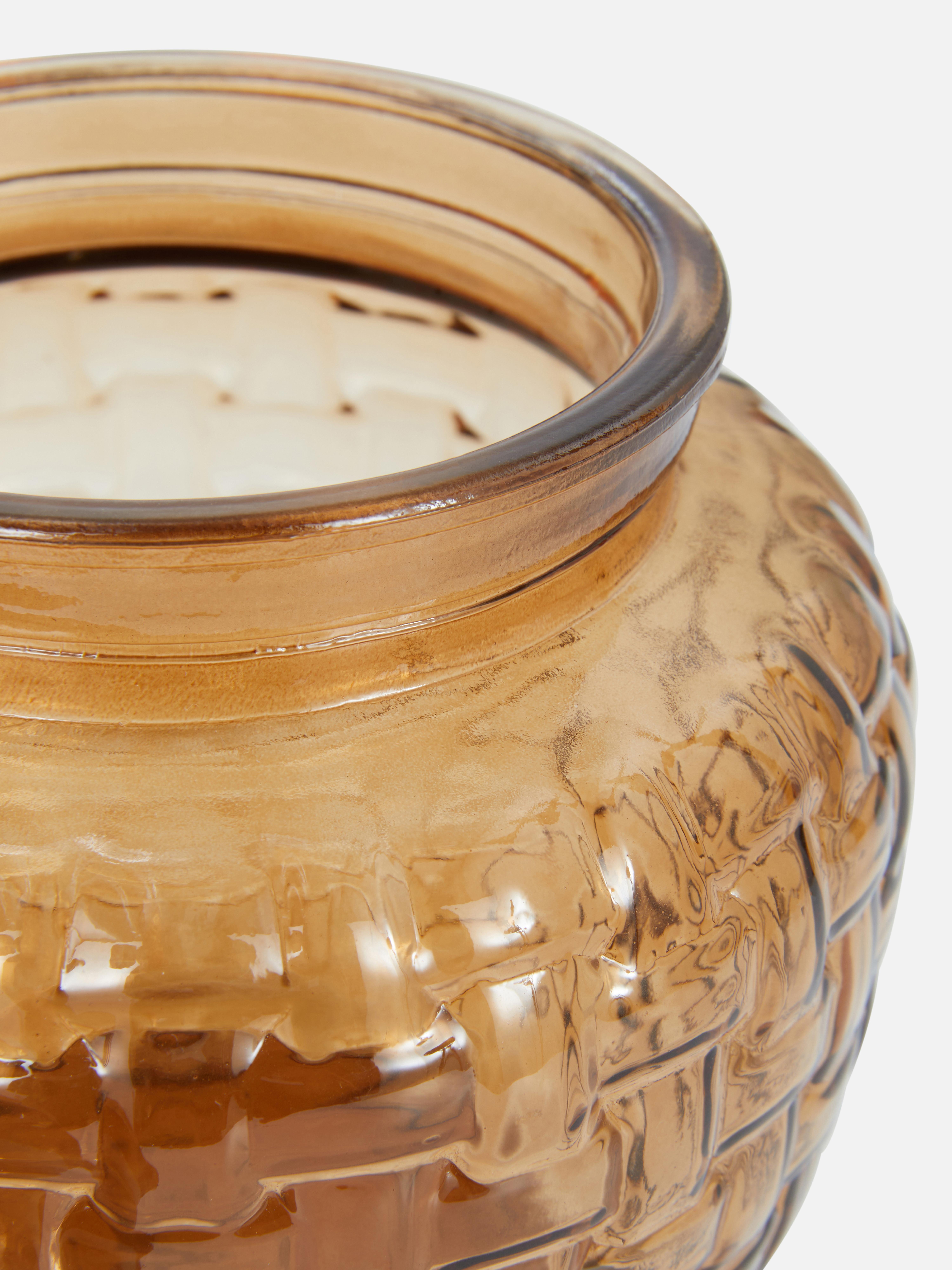 Brown Glass Basket Weave Jar Primark