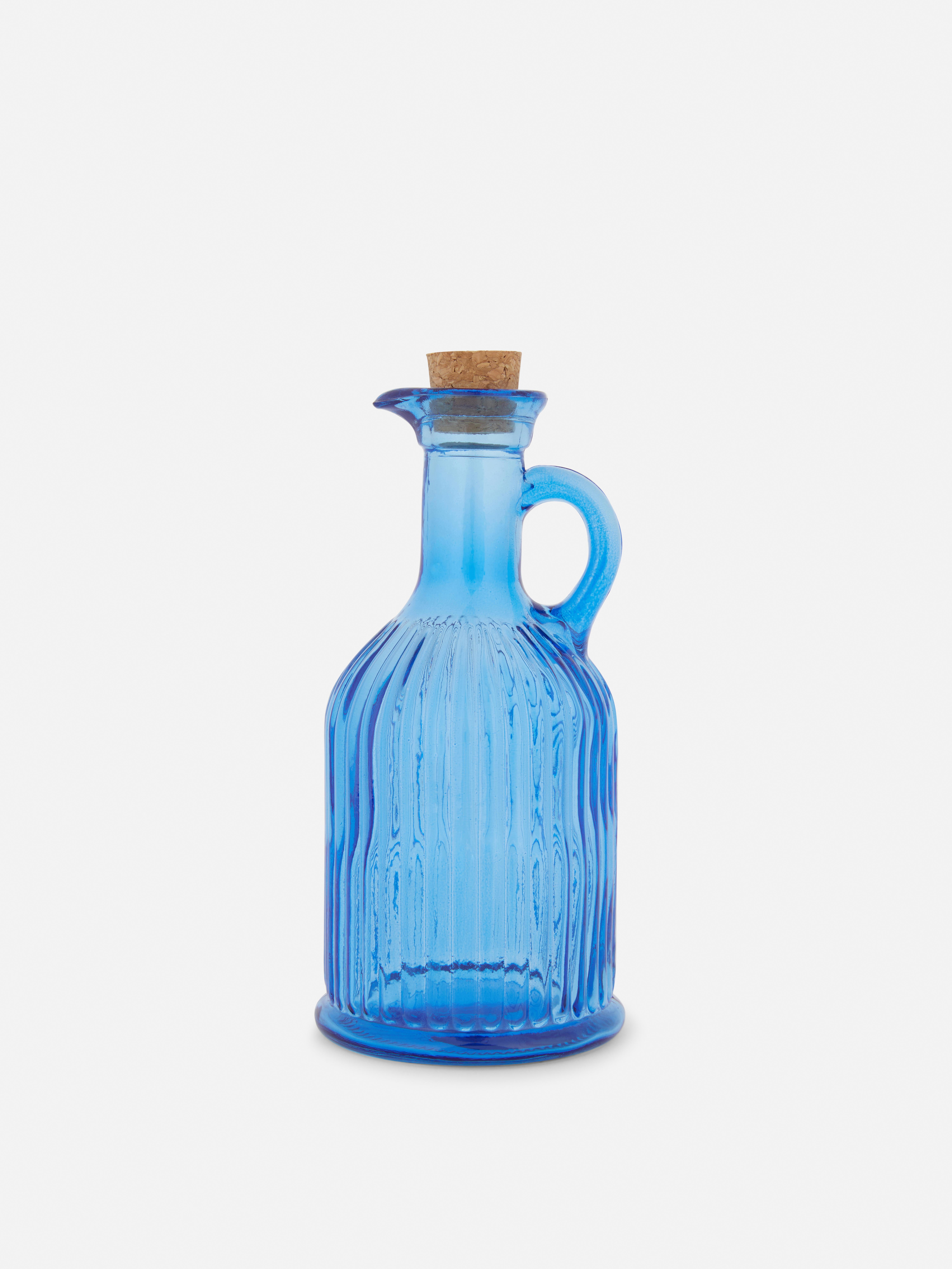 Oliera in vetro scanalata Blu