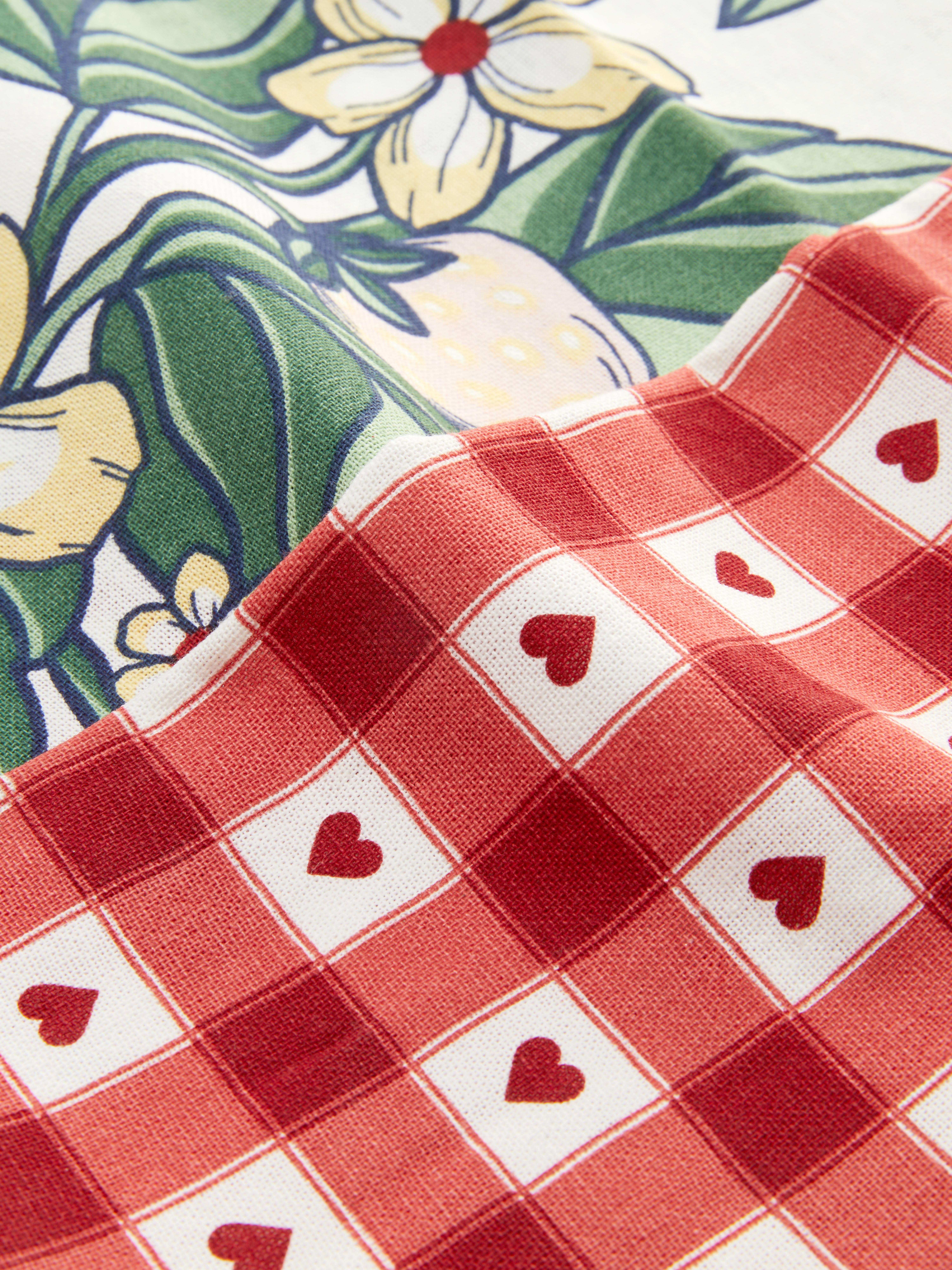 Theedoeken met print, set van 2