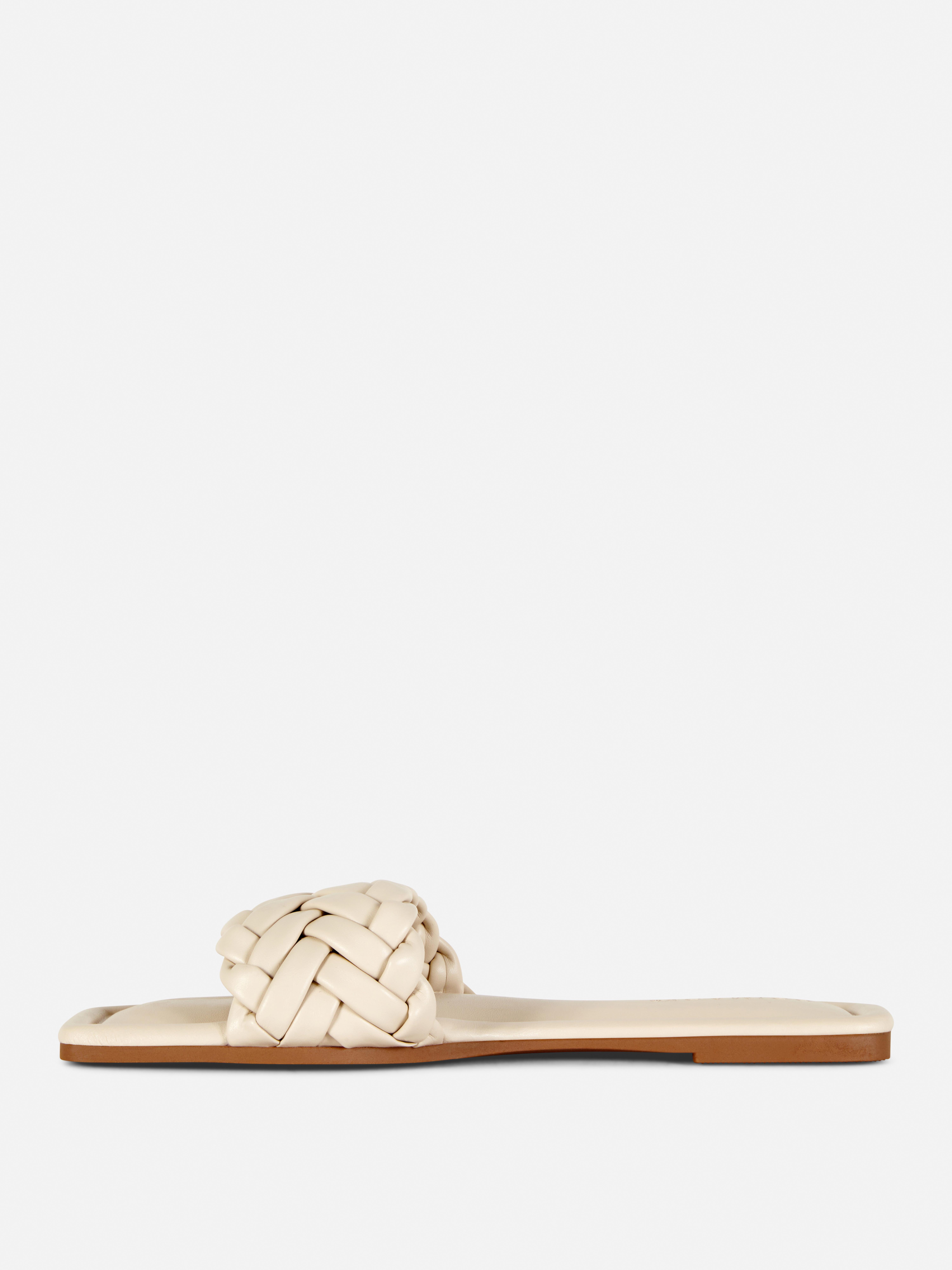 Womens Ecru Faux Leather Woven Strap Mules | Primark