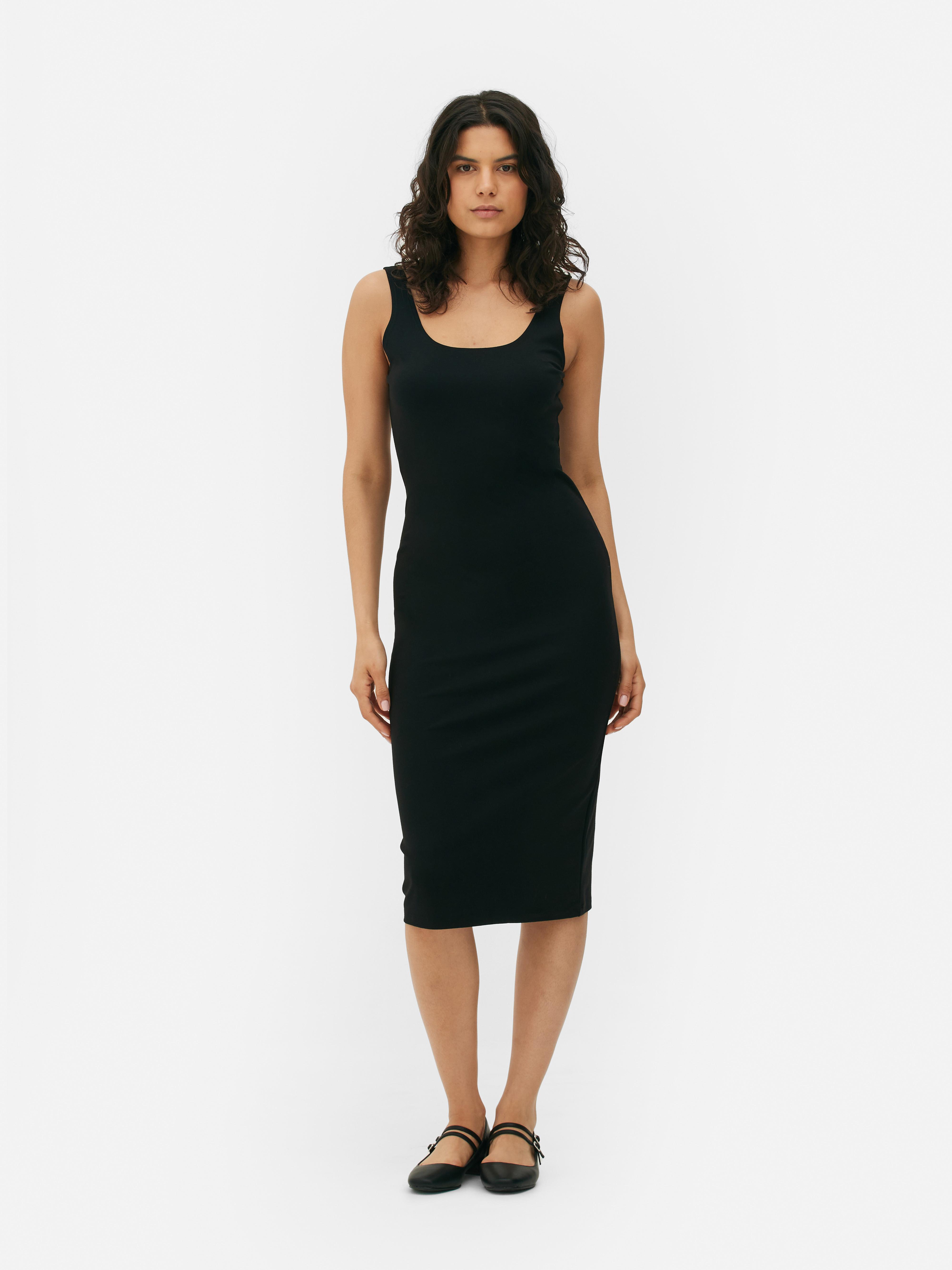 Women s Black Sleeveless Jersey Midi Dress Primark