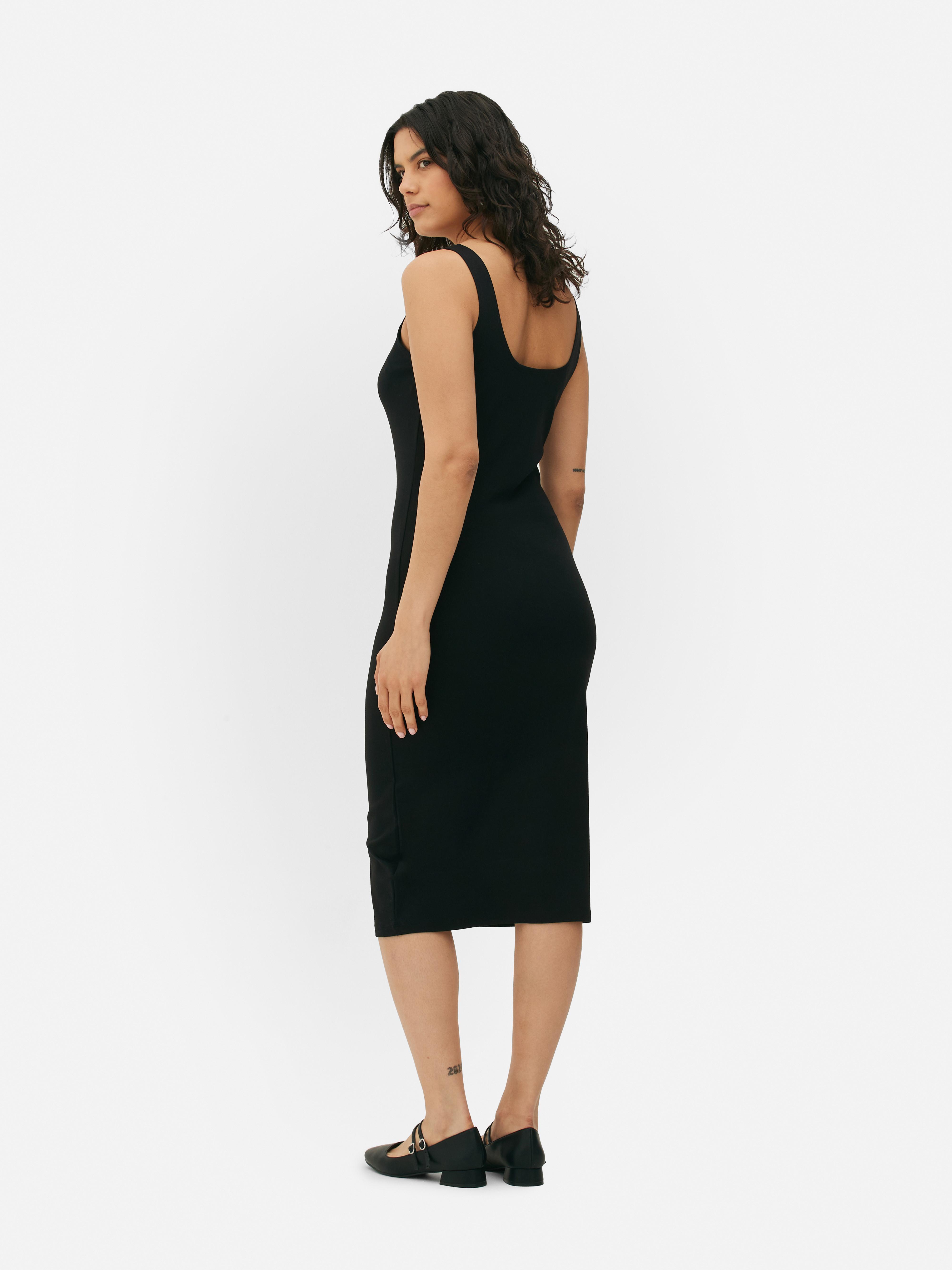 Women's Black Sleeveless Jersey Midi Dress Primark