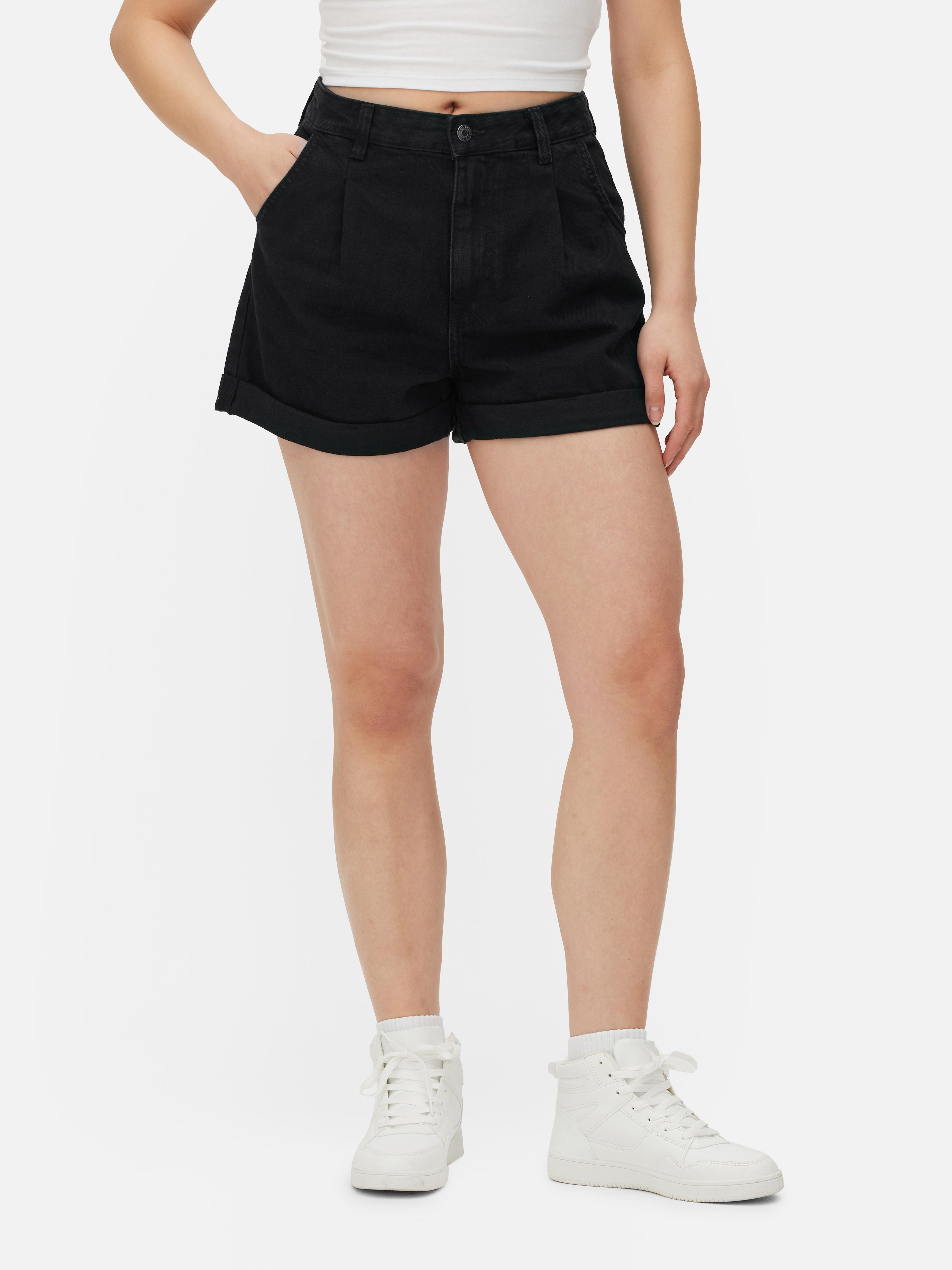 Black cuffed denim store shorts