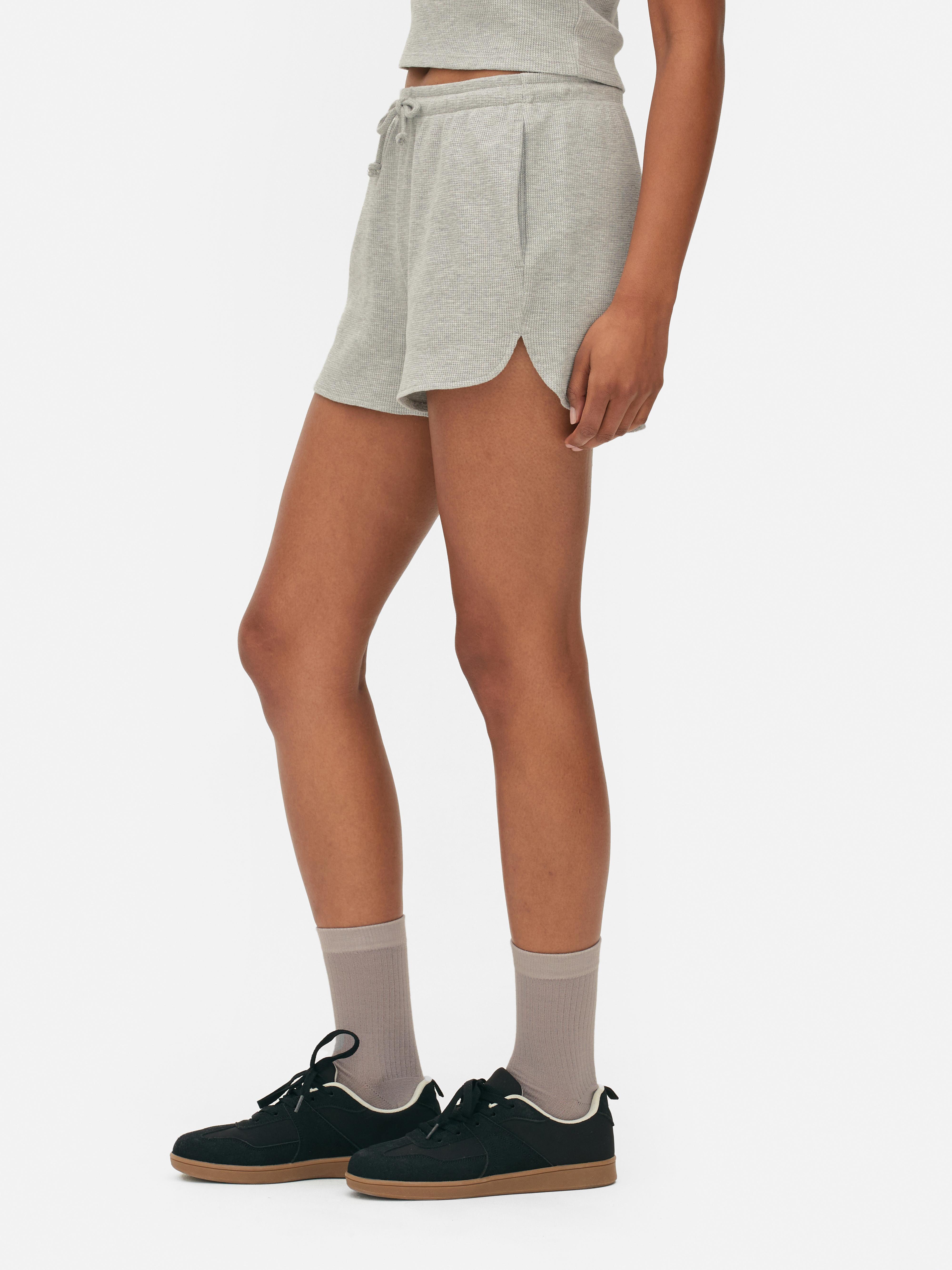 Womens Grey Marl Waffle Texture Shorts