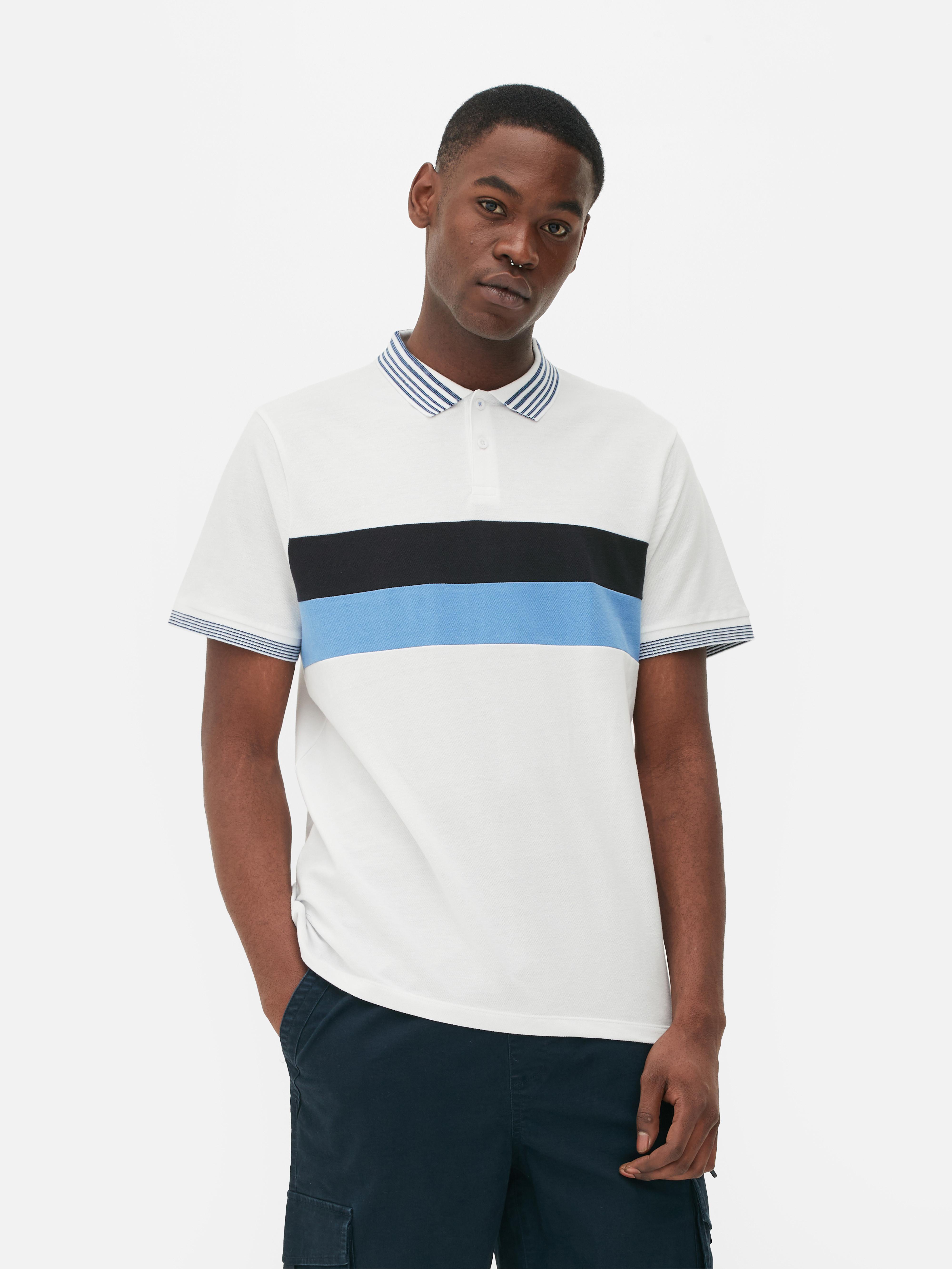Mens White Stripe Polo Shirt | Primark