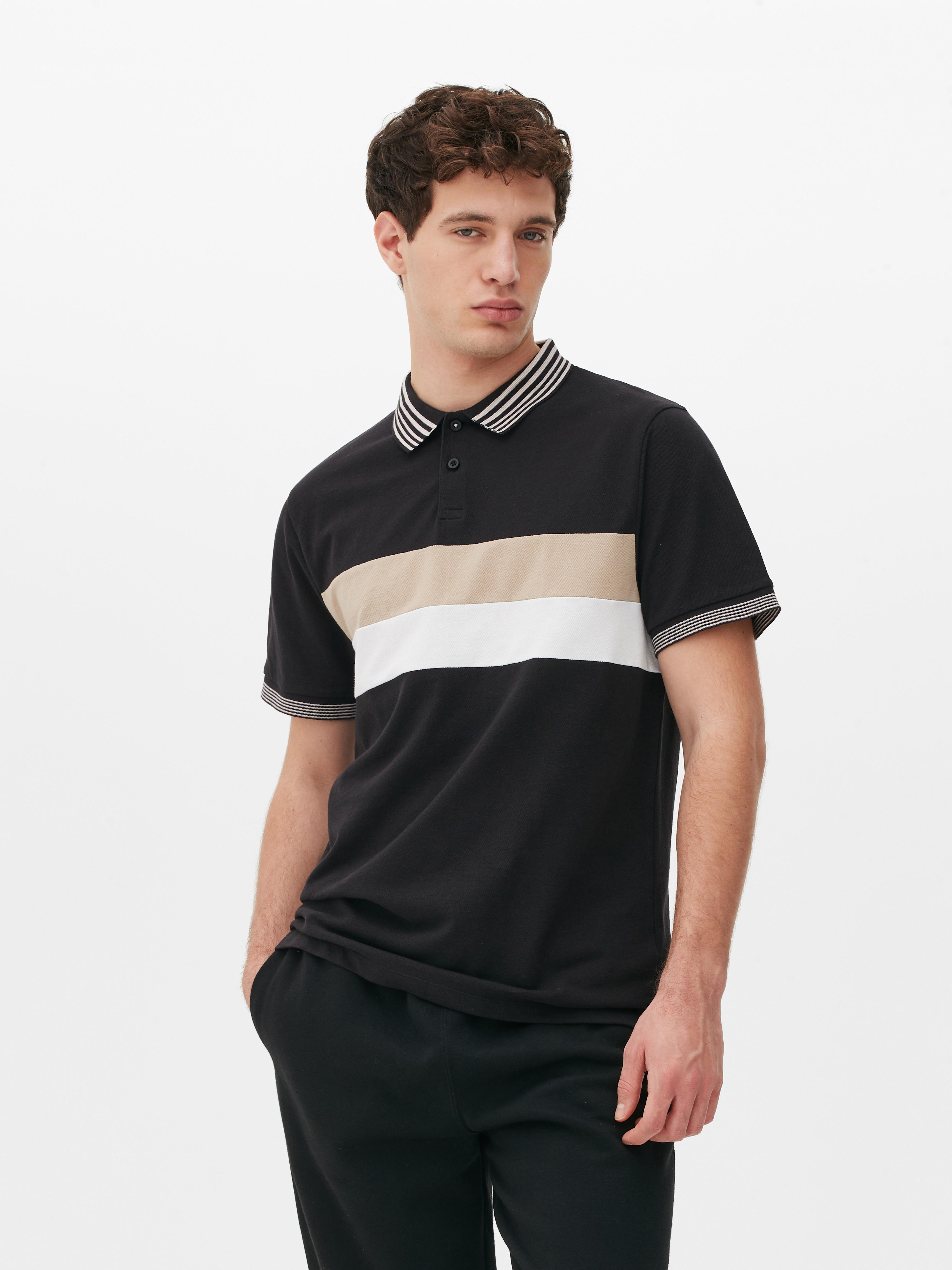 Men's Black Striped Polo Shirt | Primark