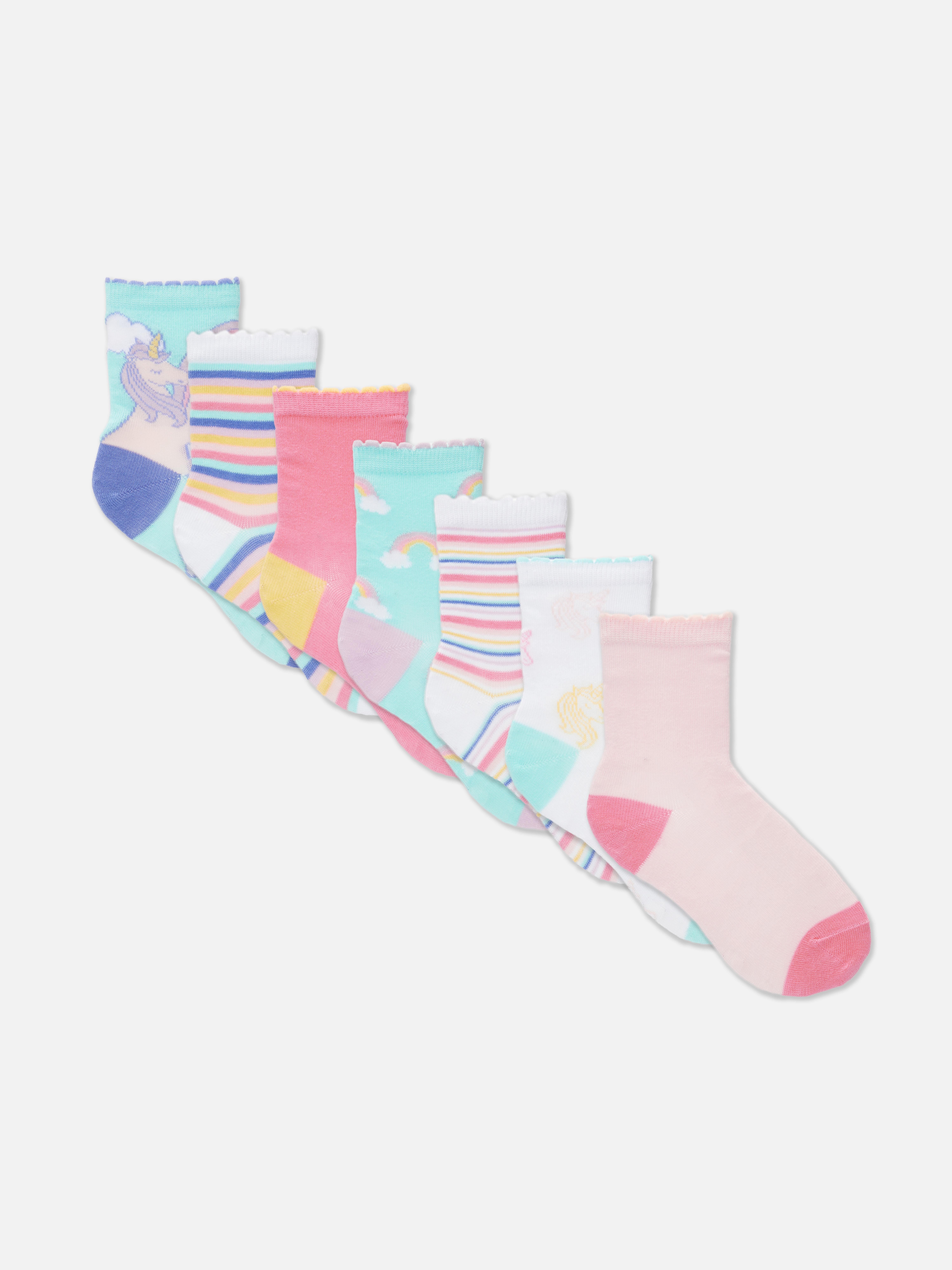 Pack de 7 pares de calcetines bajos con unicornios