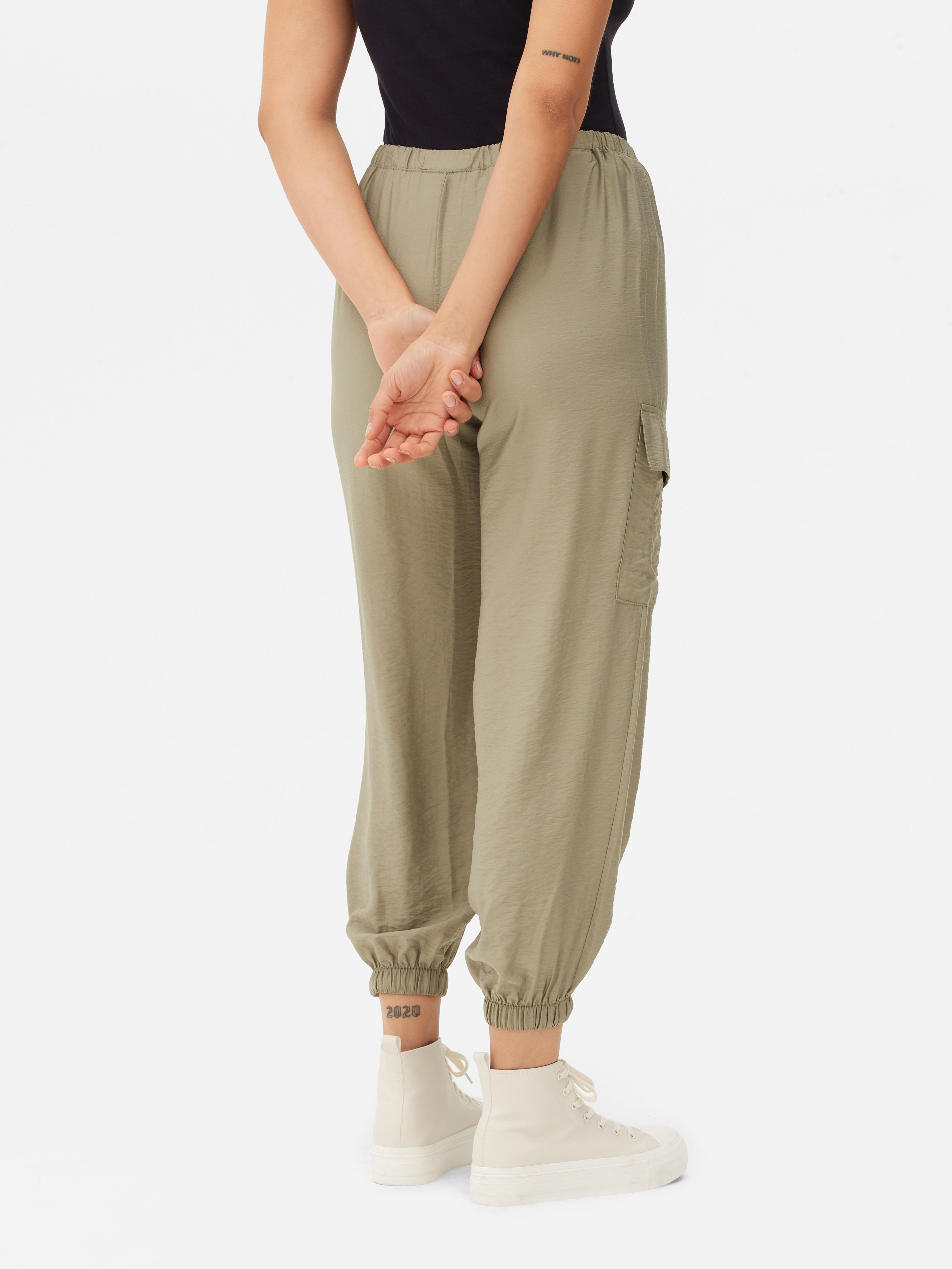 Womens Khaki Relaxed Fit Cargo Trousers