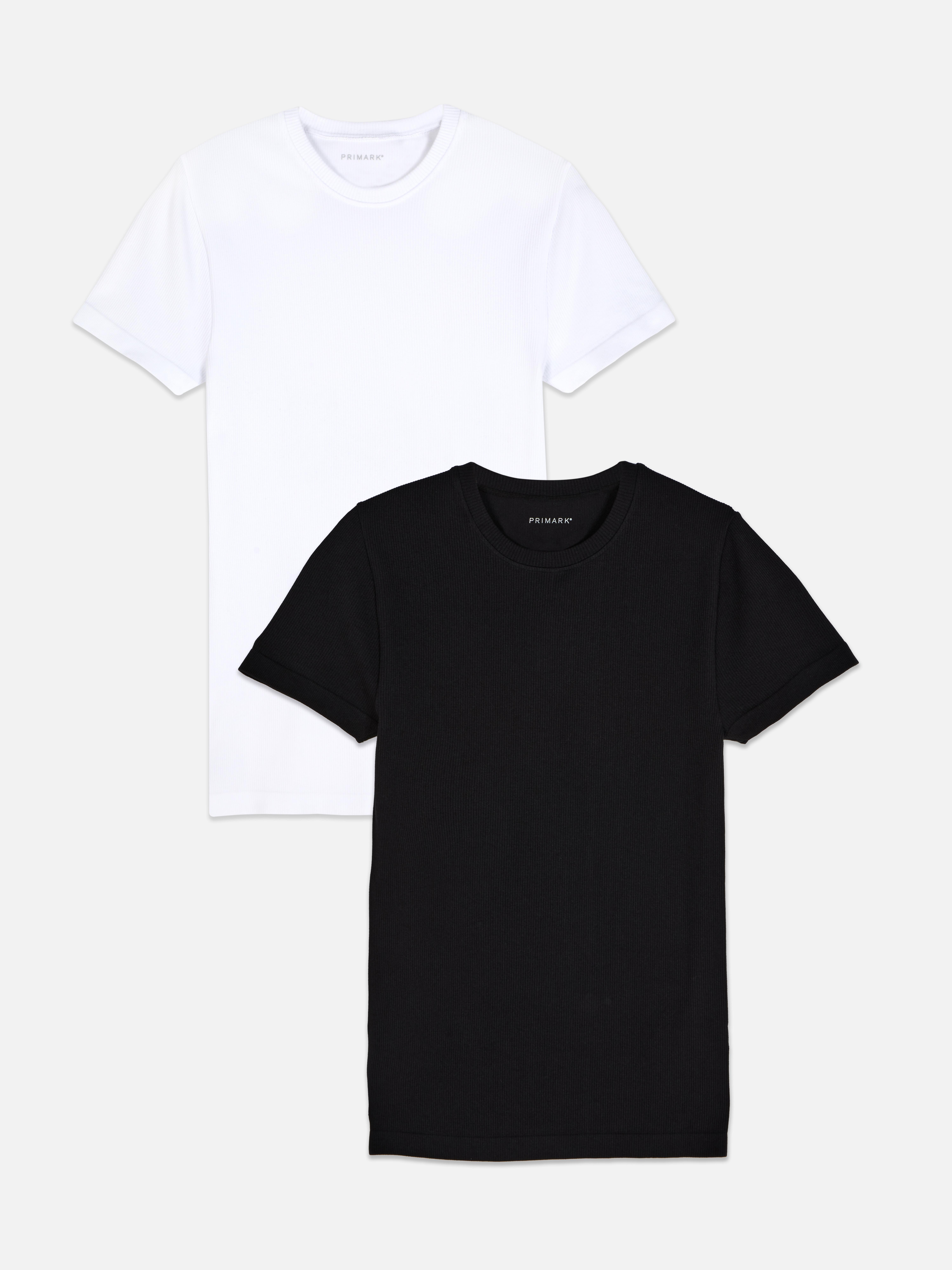 Mens Black 2pk Seamless Crew T Shirts Primark