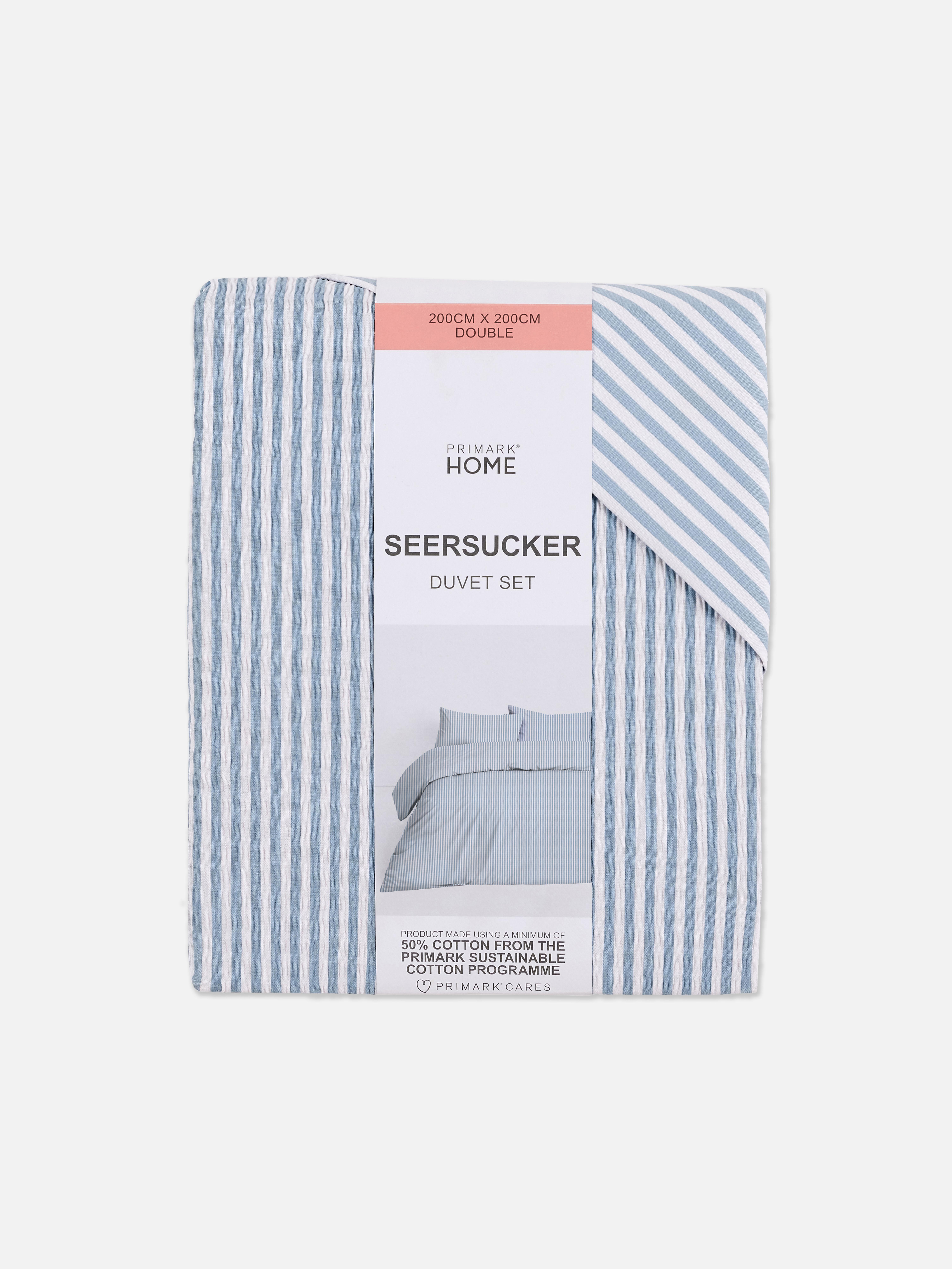 Seersucker Stripe Double Duvet Cover Set