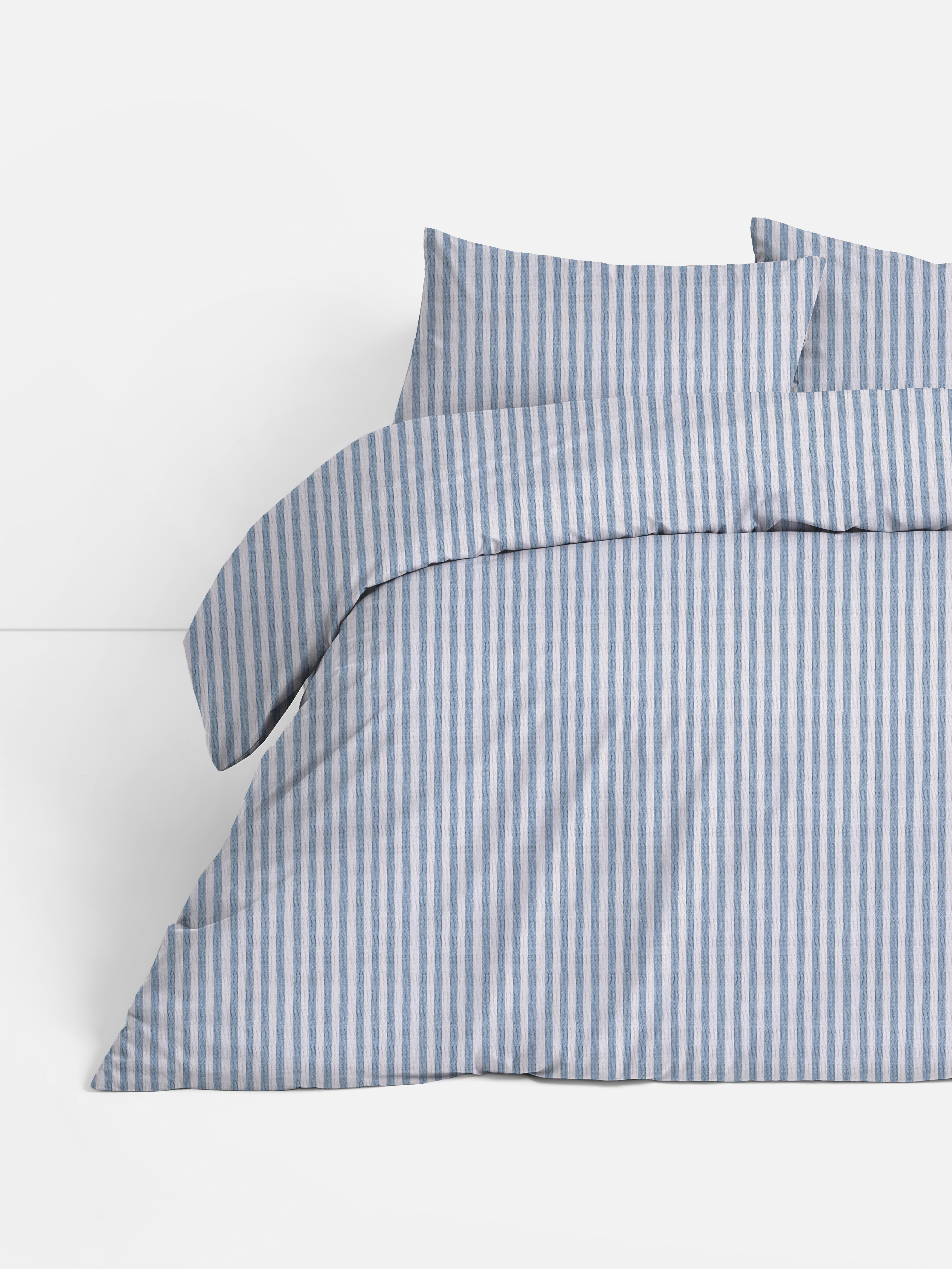Seersucker Stripe King Size Duvet Cover Set