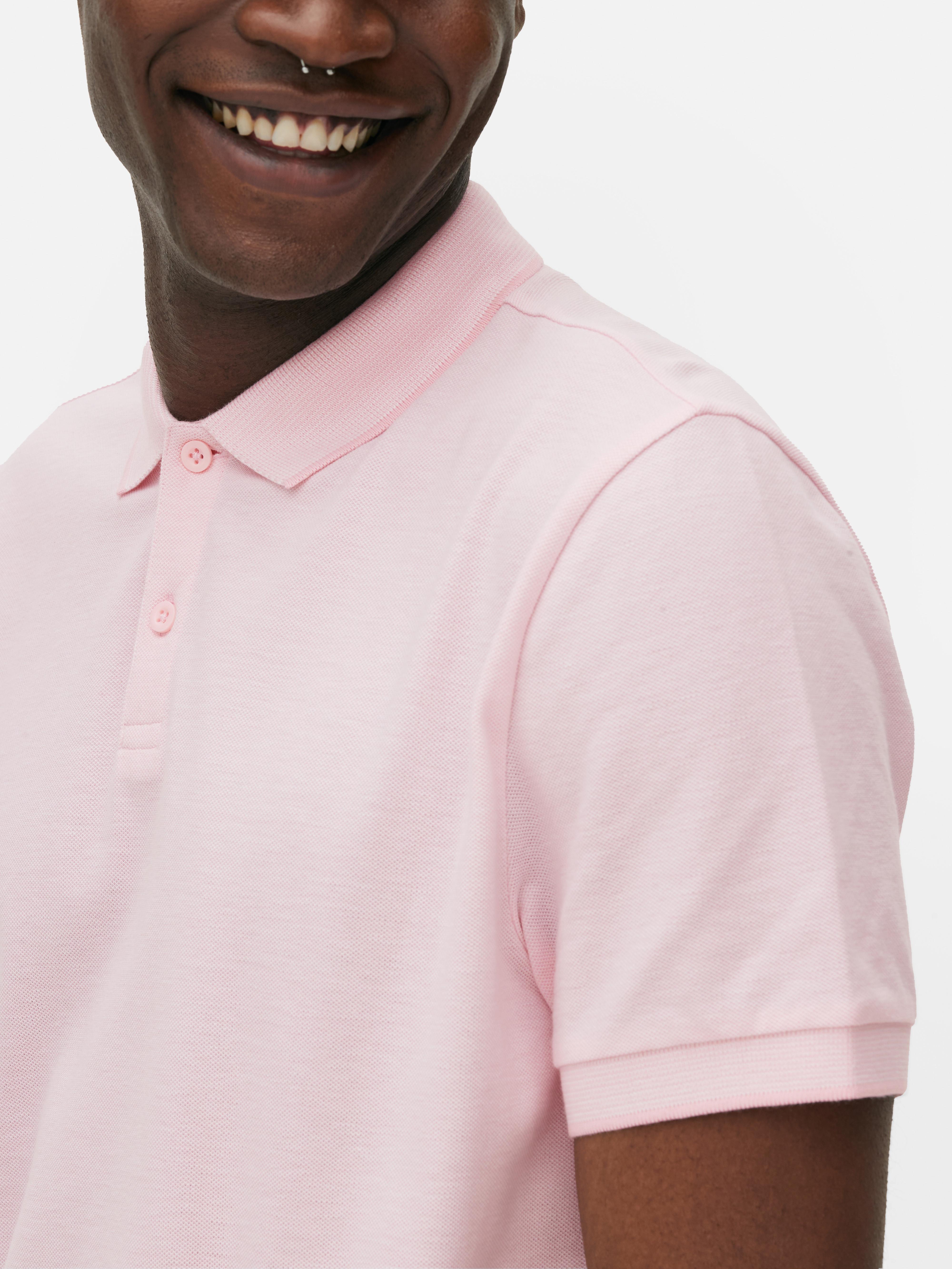 Mens Pink Birdseye Weave Polo Shirt Primark