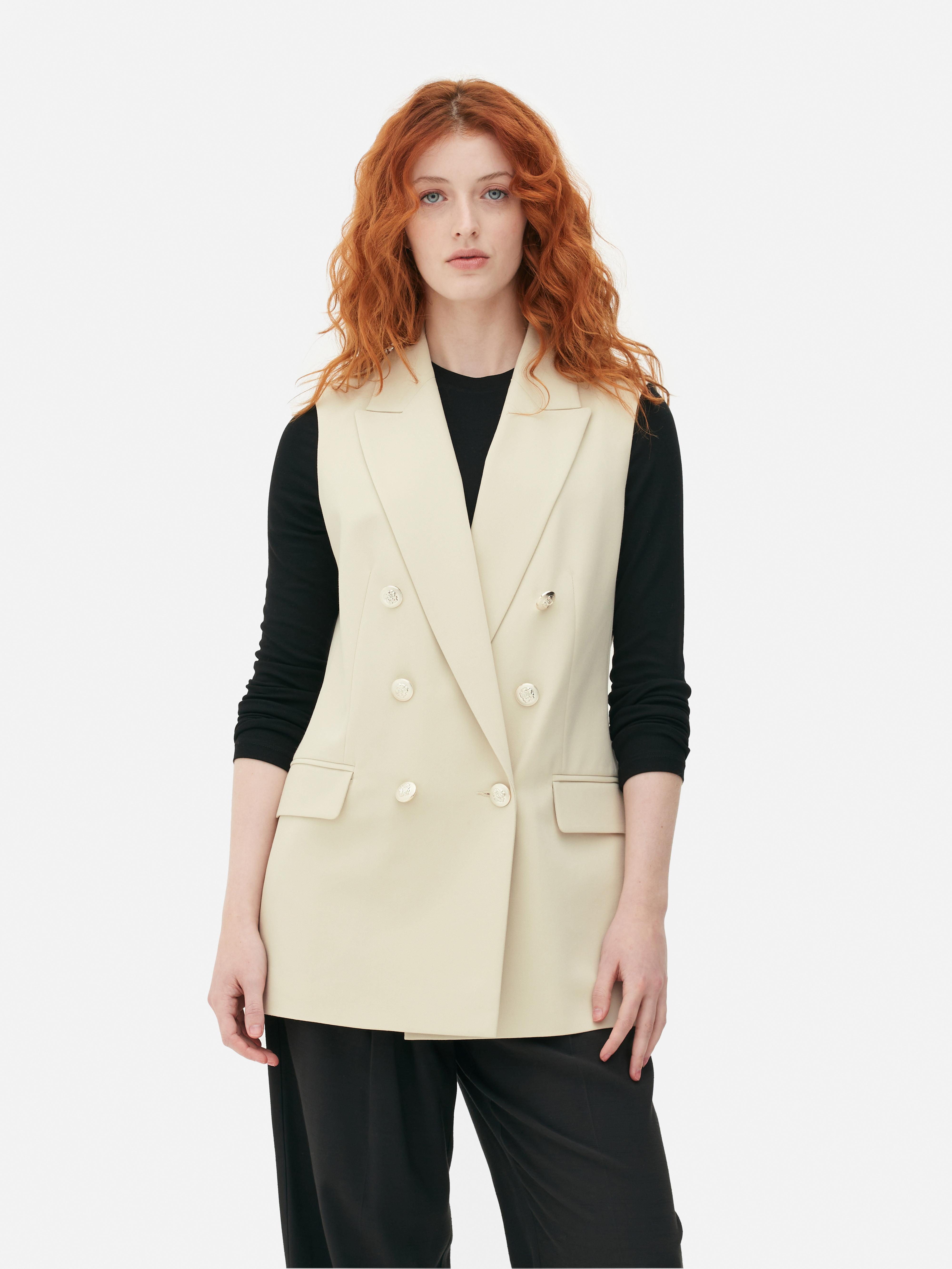 Women's Ivory Double-Breasted Sleeveless Blazer | Primark