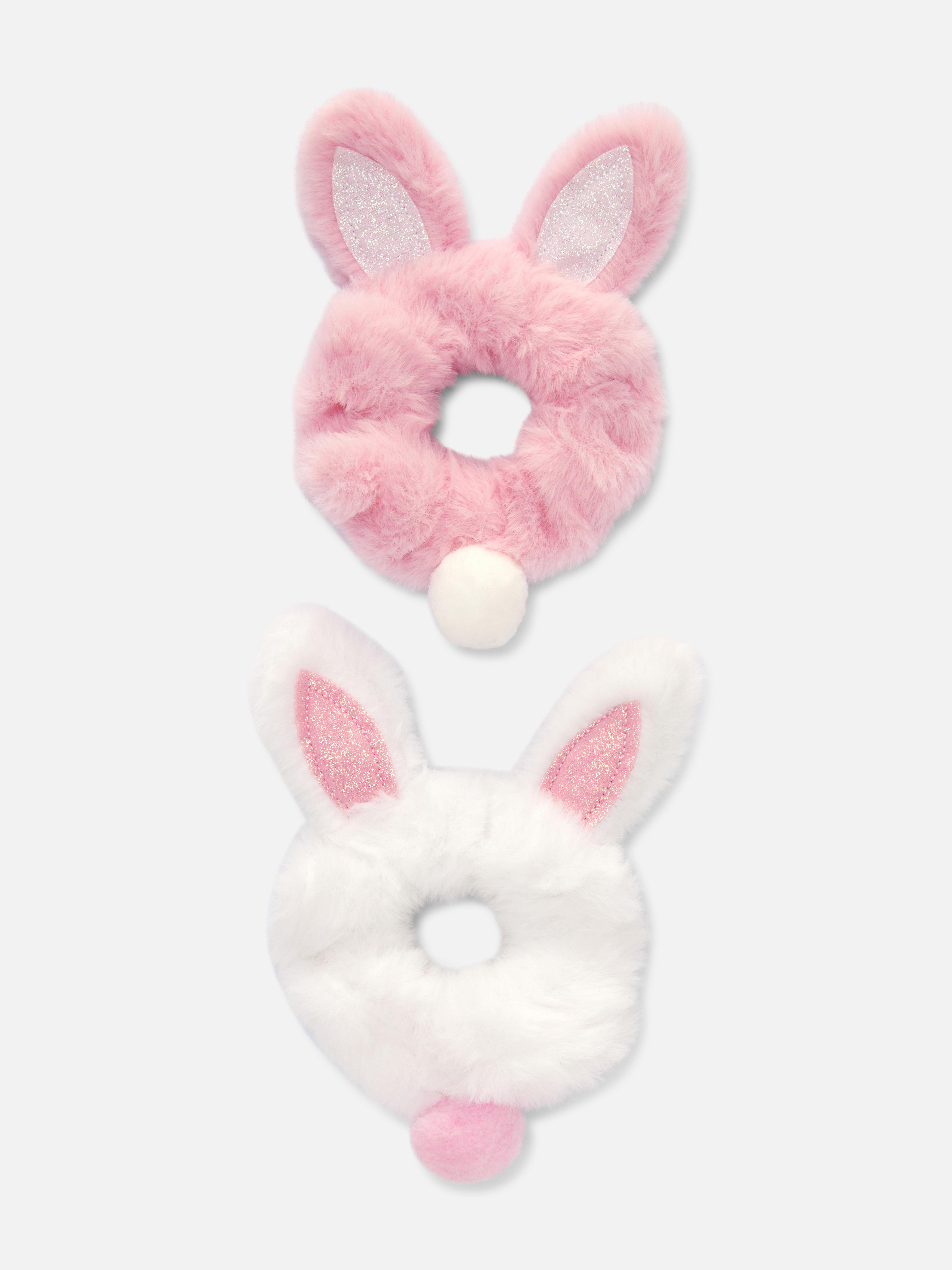 2pk Faux Fur Bunny Scrunchies