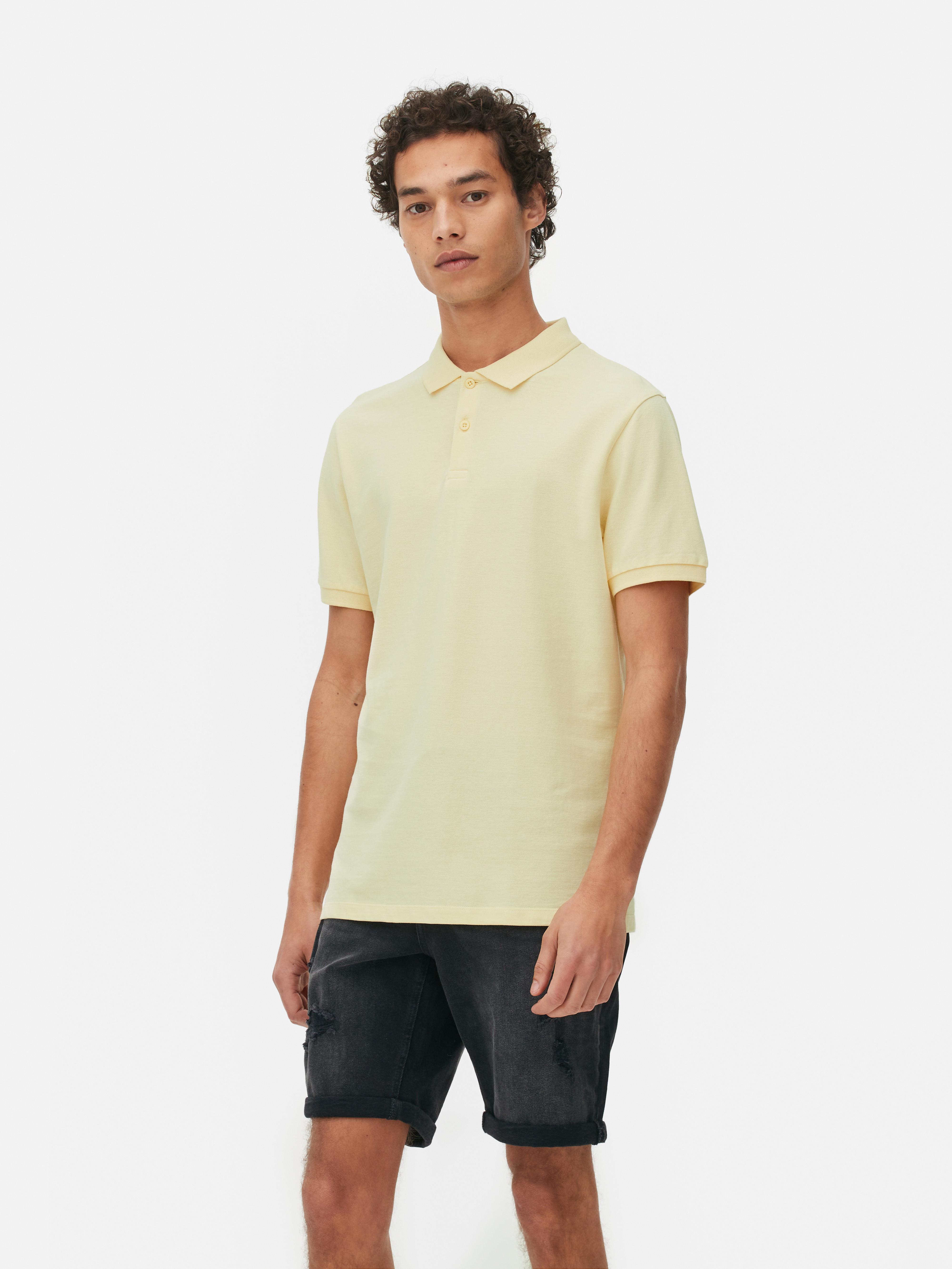 Mens Yellow Pique Polo Shirt Primark