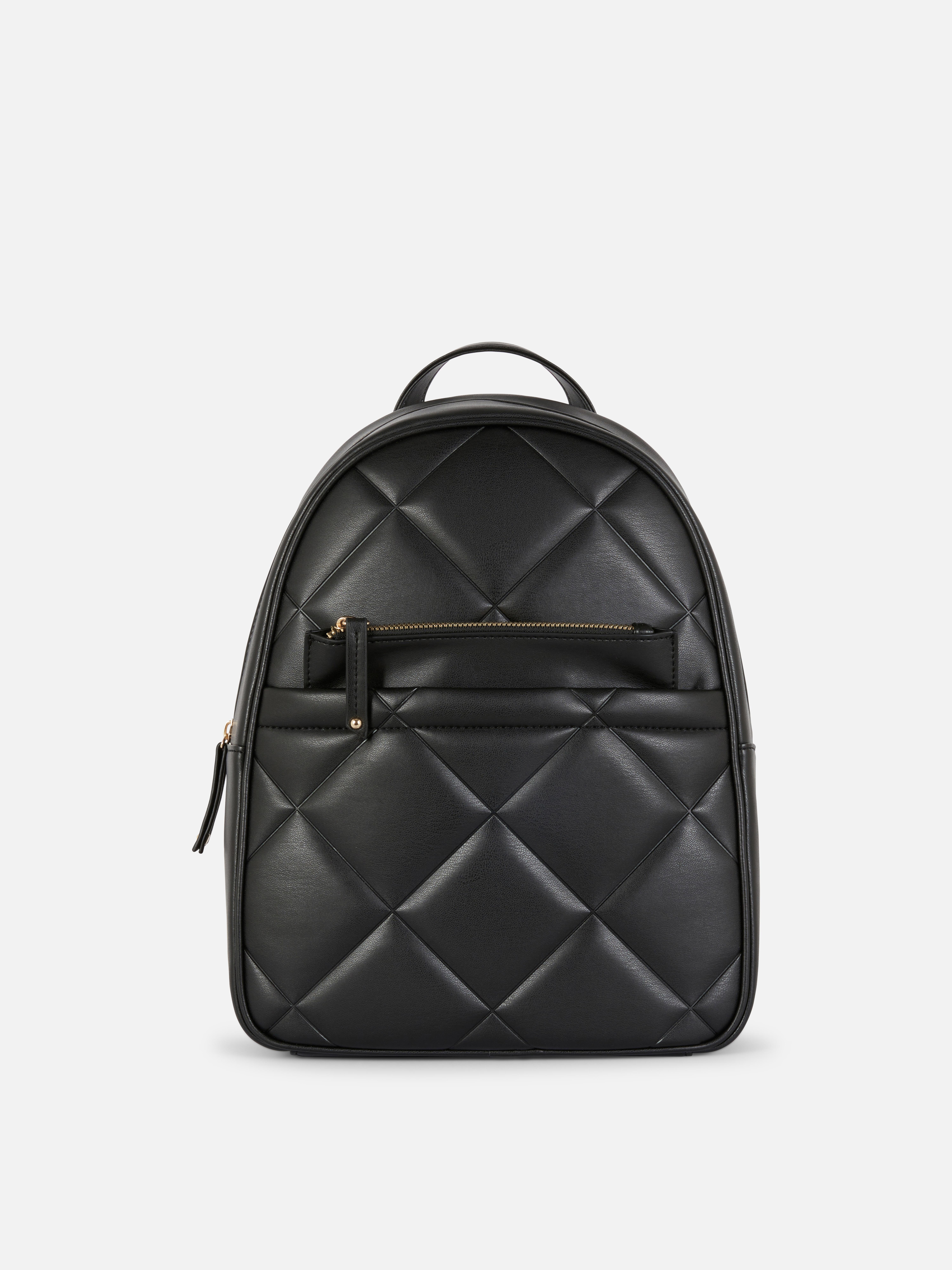 Faux Leather Quilted Backpack