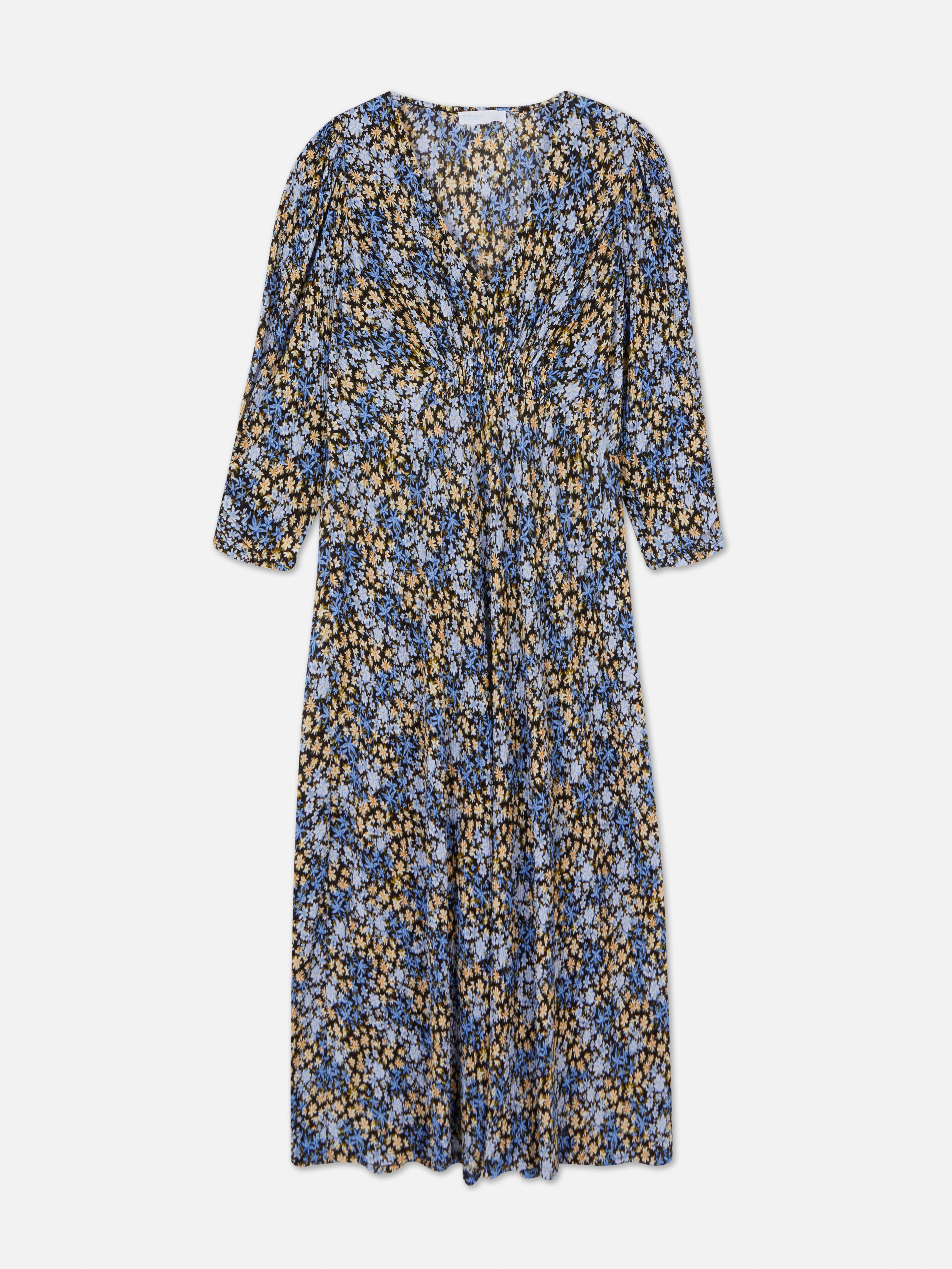 Womens Multi Printed Pliss Texture Midi Dress Primark