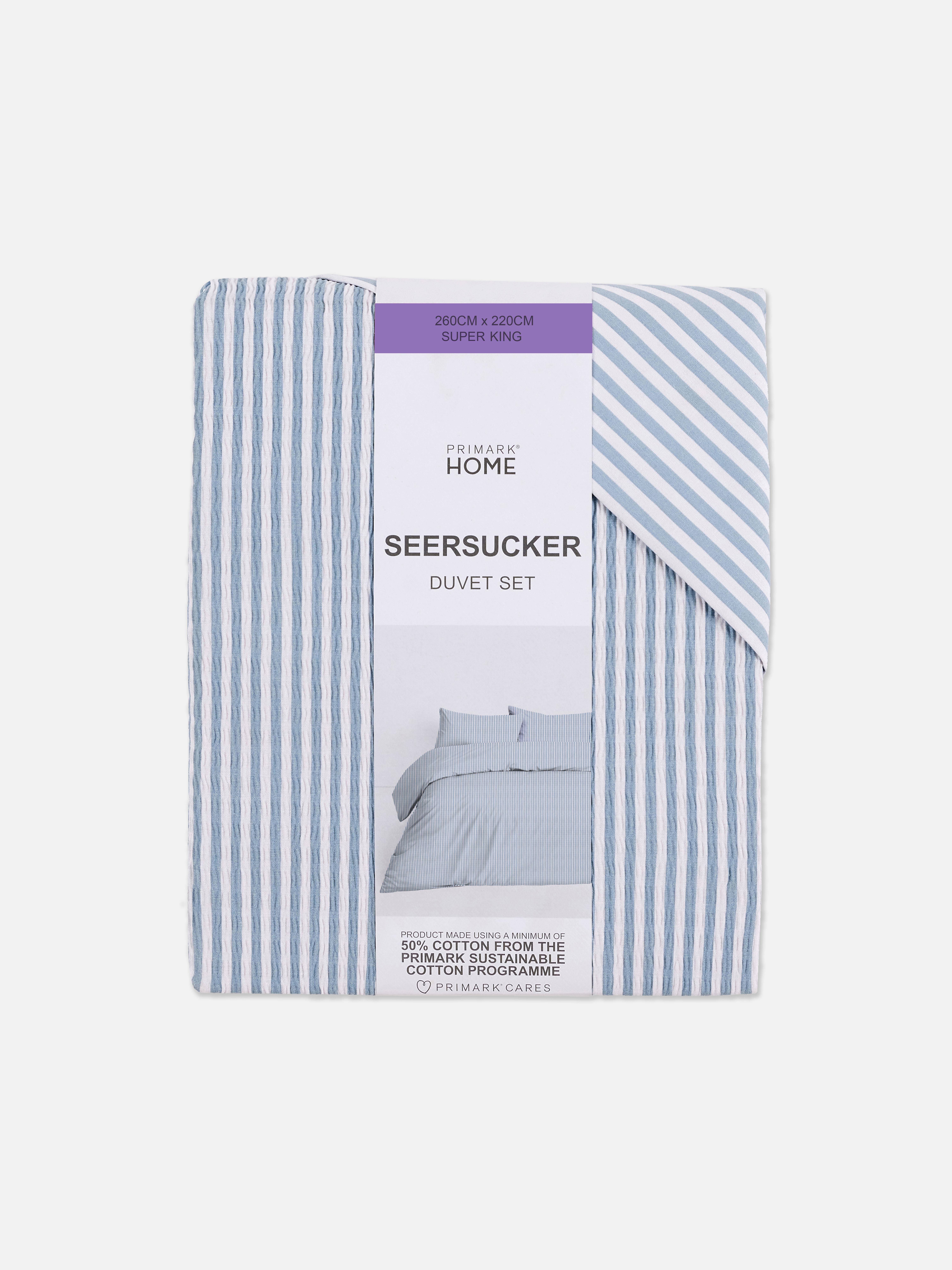 Seersucker Stripe Super King Duvet Cover Set