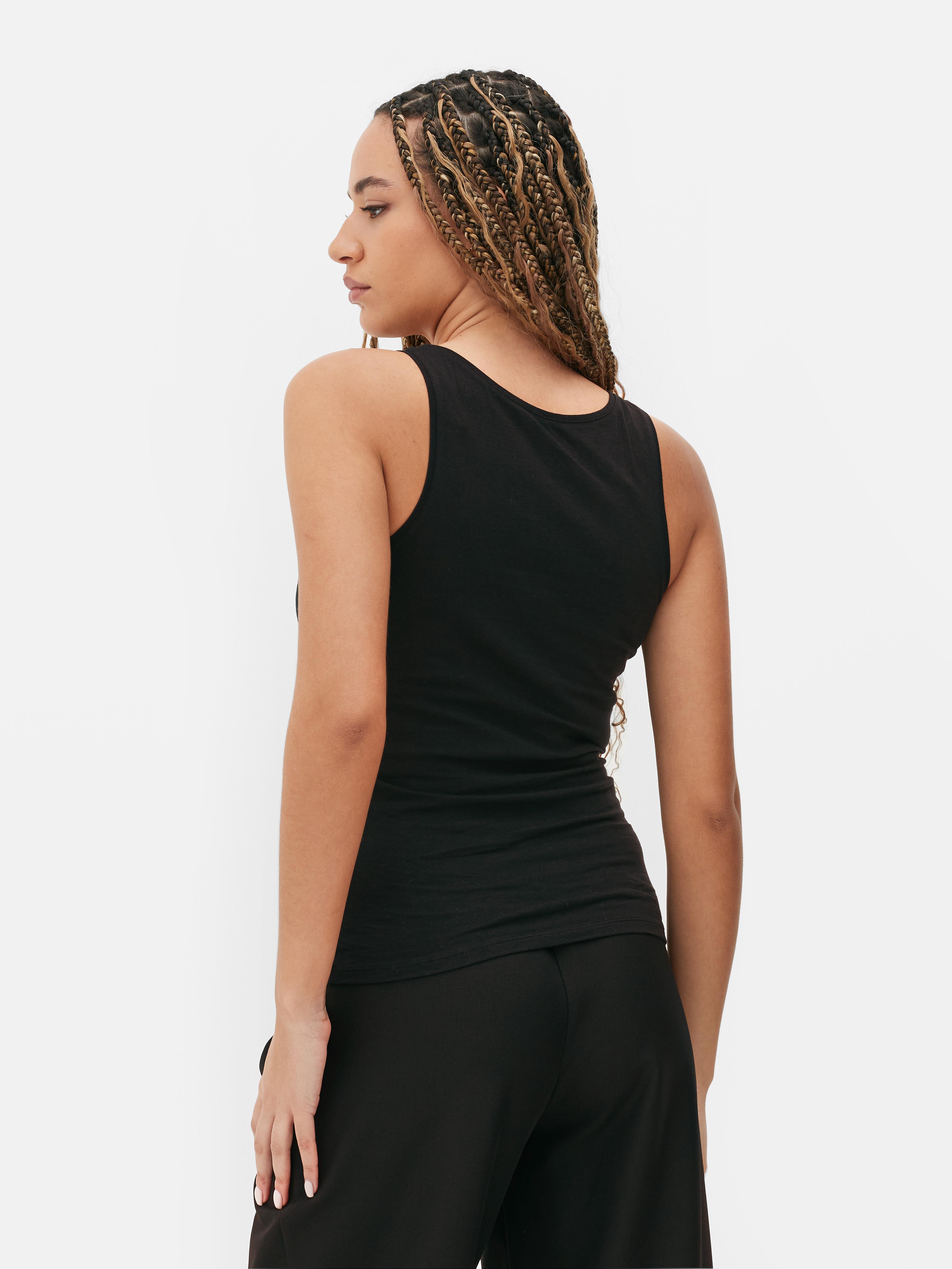 Womens Black Stretch Vest Top