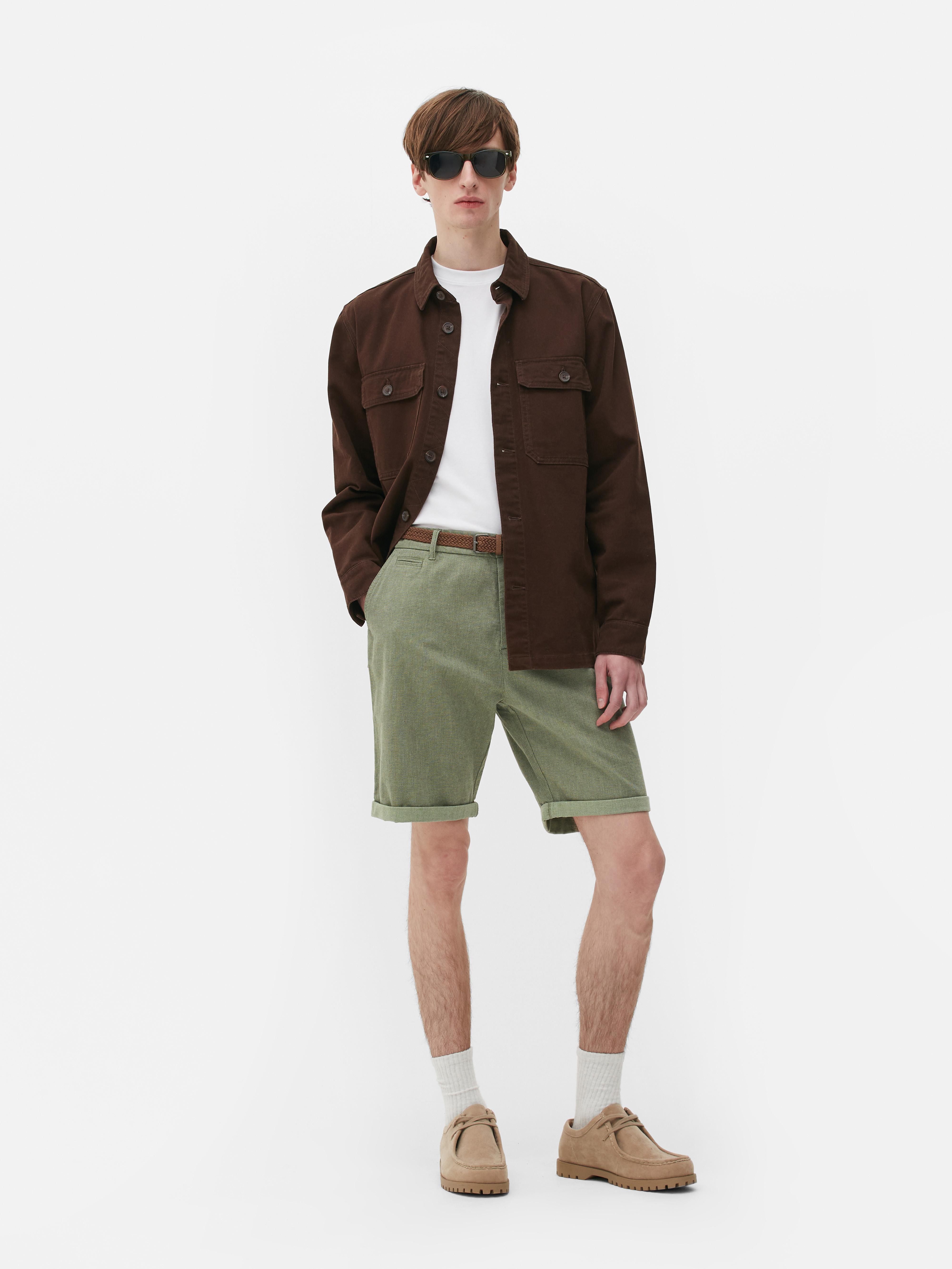 Men's Khaki Belted Chino Shorts | Primark