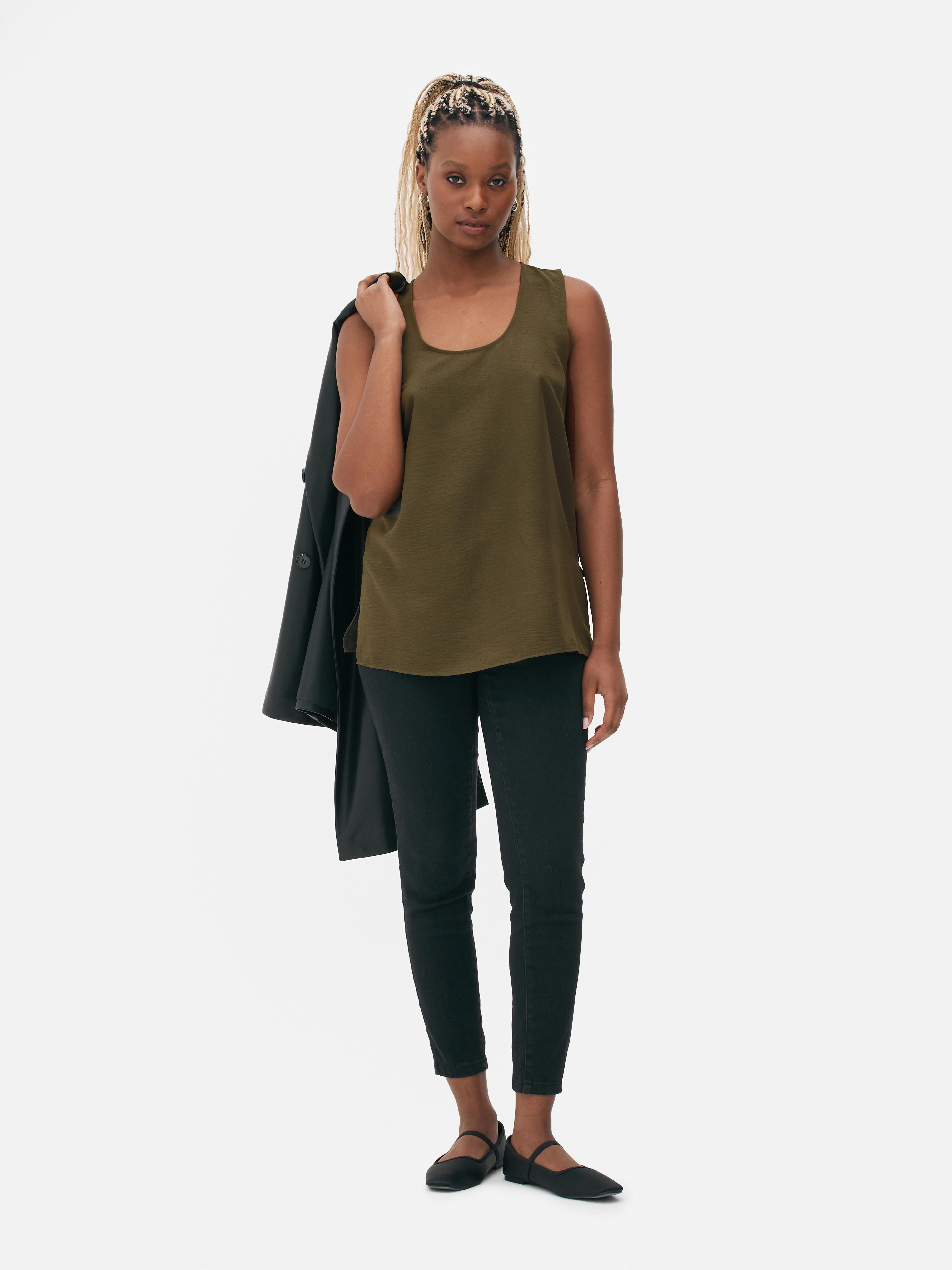 Women's Olive Sleeveless Scoop Neck Blouse | Primark