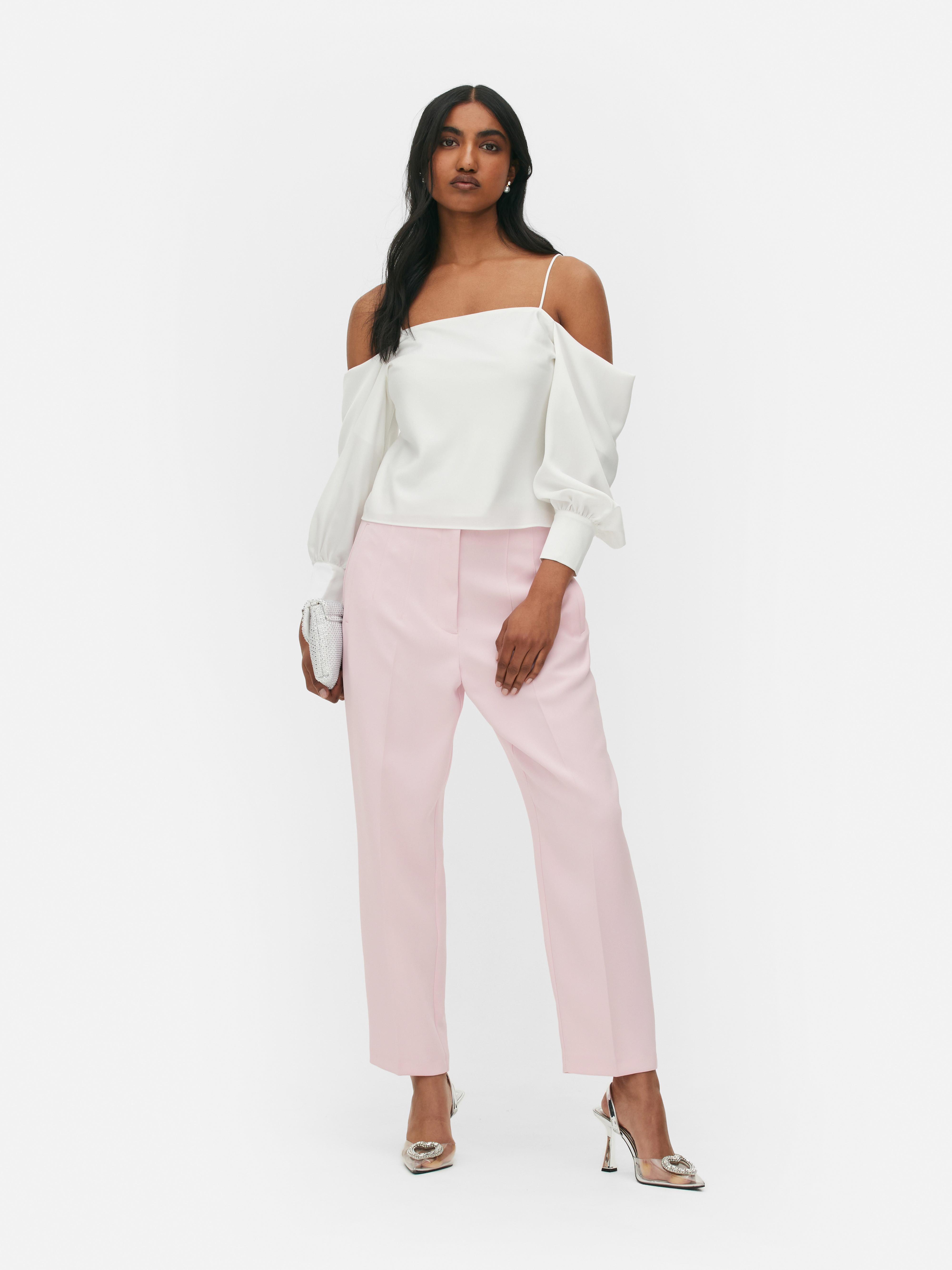 High-Waisted Slim Fit Trousers