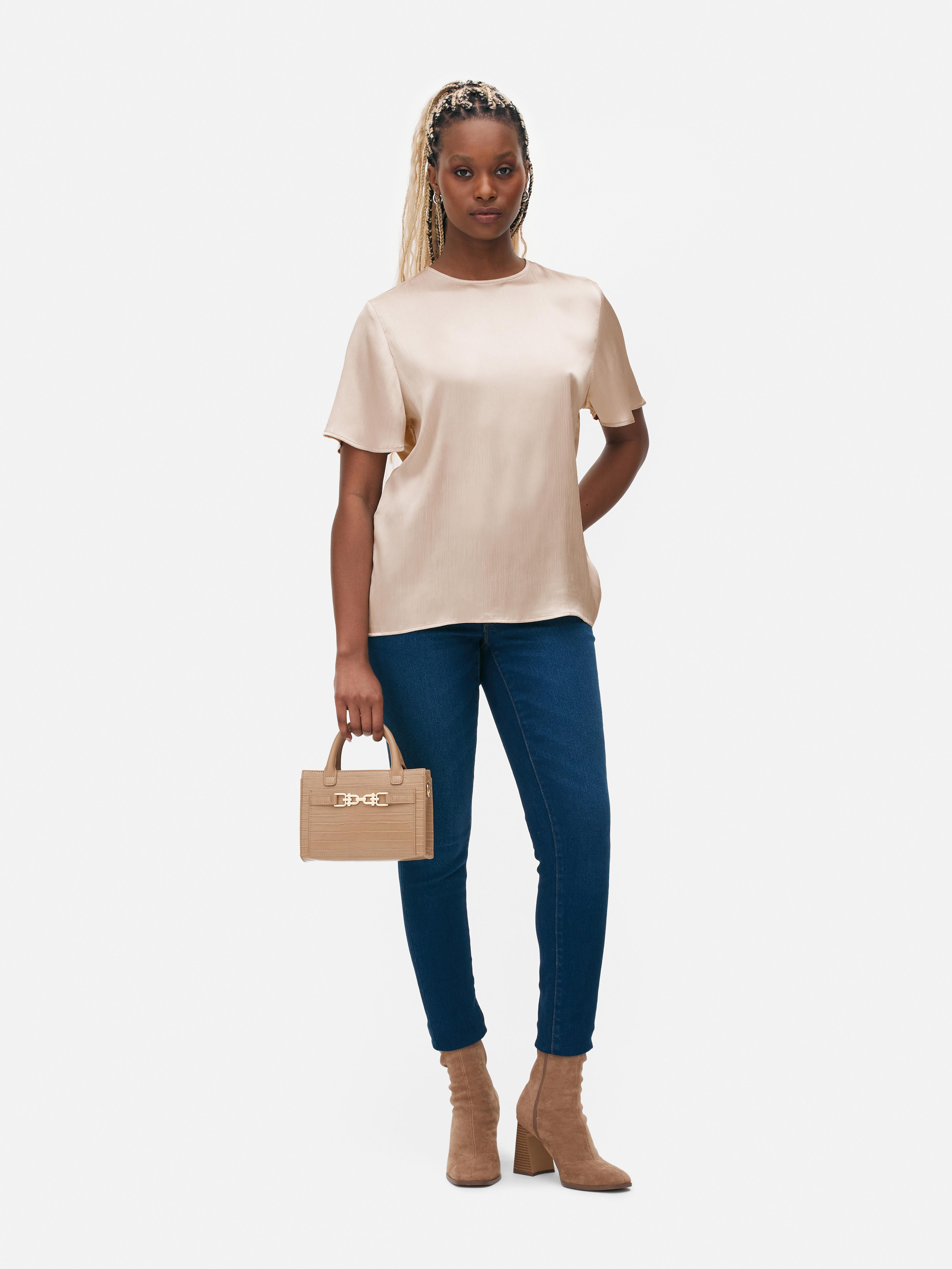 Women's Taupe Angel Sleeve Textured Blouse | Primark