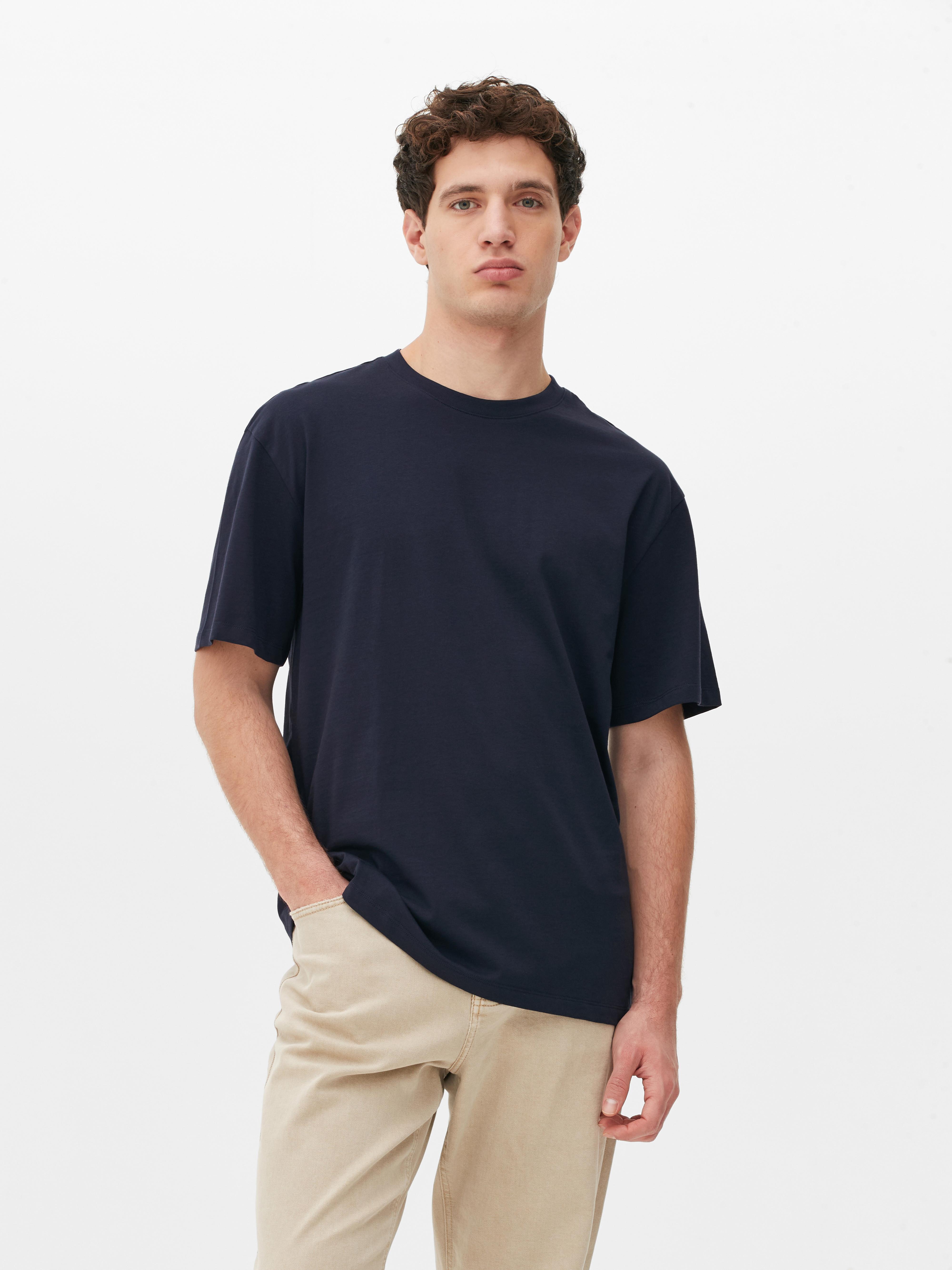 Mens Navy Relaxed Cotton T Shirt Primark