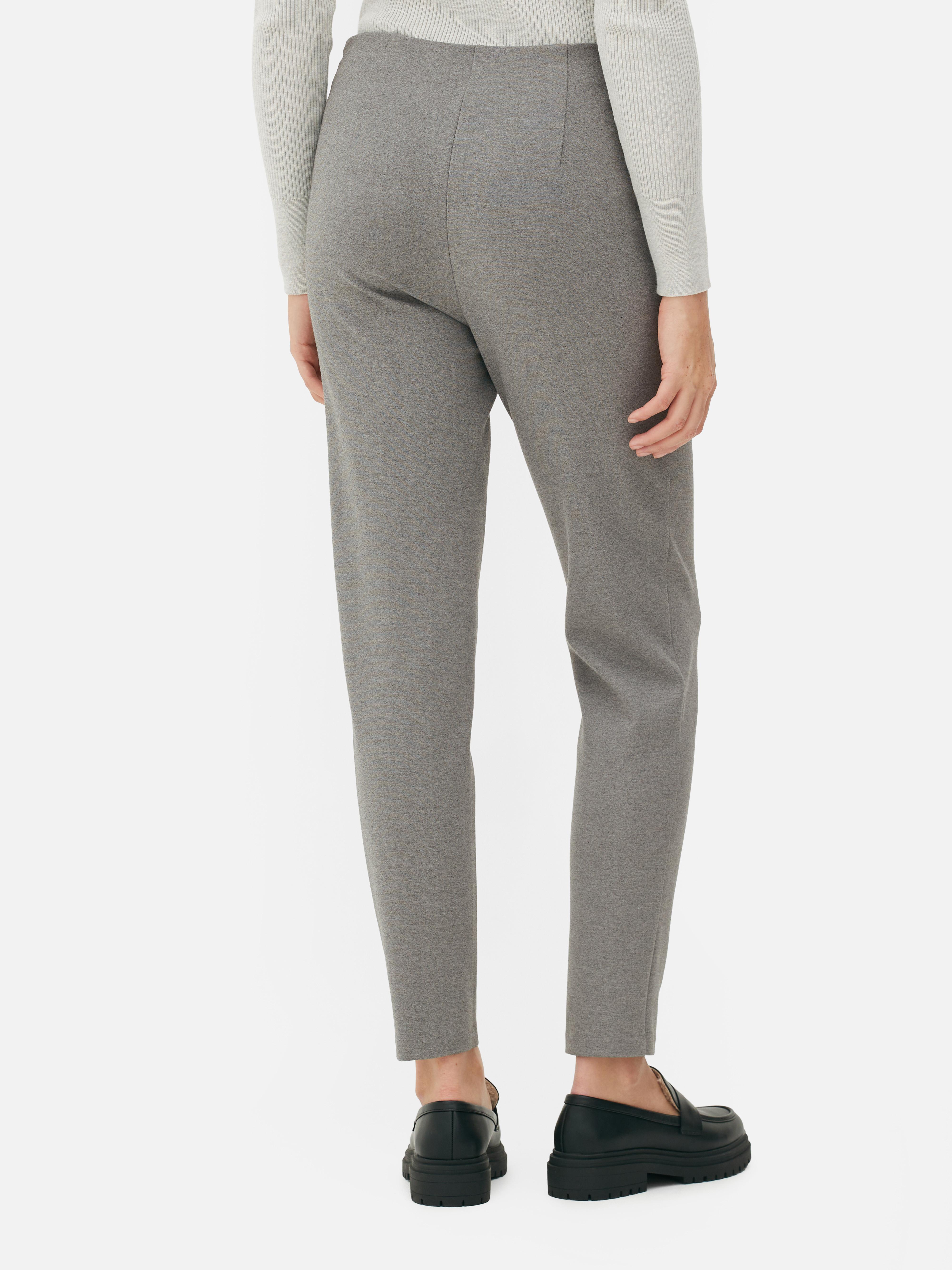 Women's Light Gray Slim Fit Ponte Pants | Primark