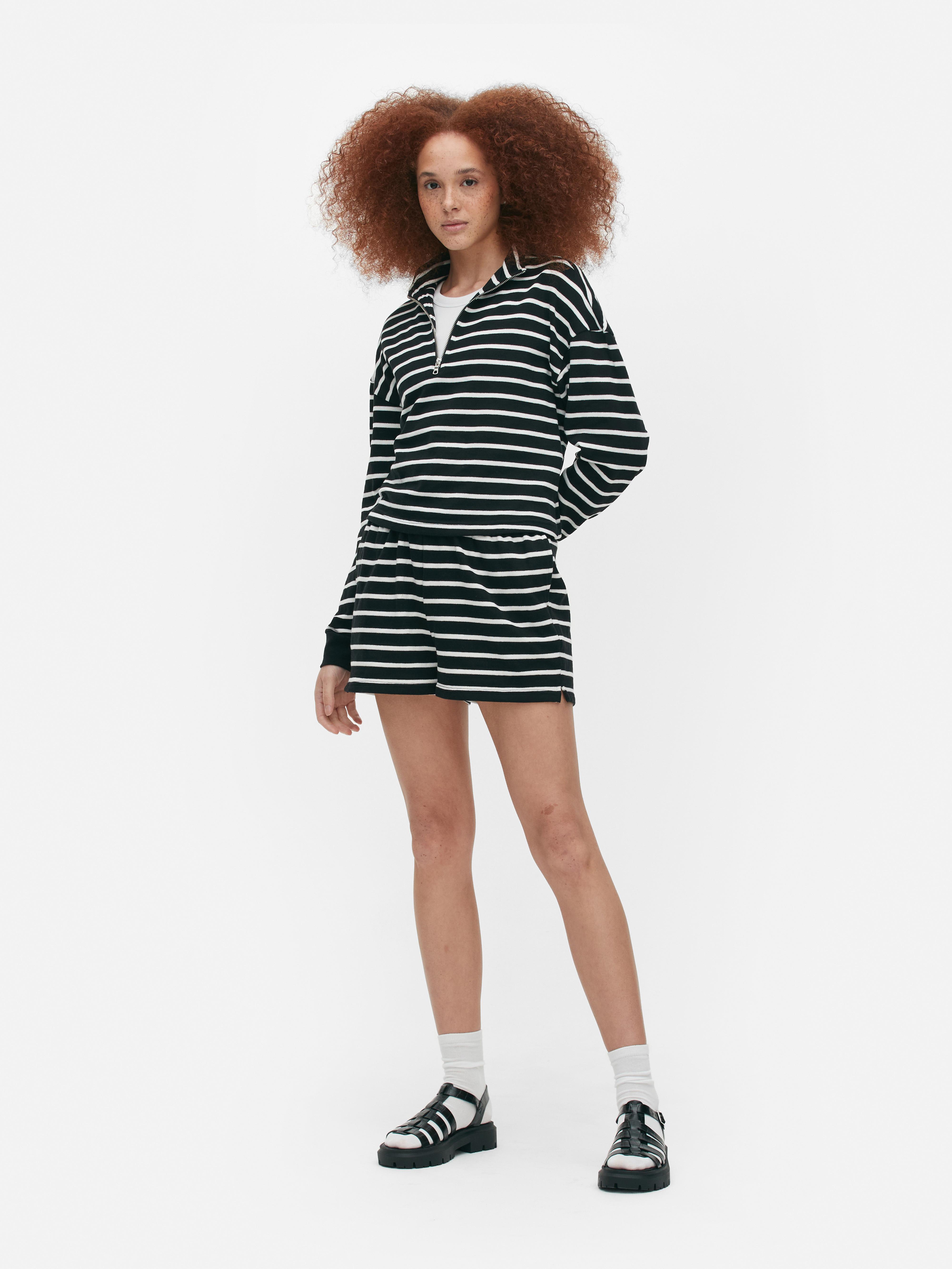 Womens Black Co-ord Striped Half Zip Sweatshirt 