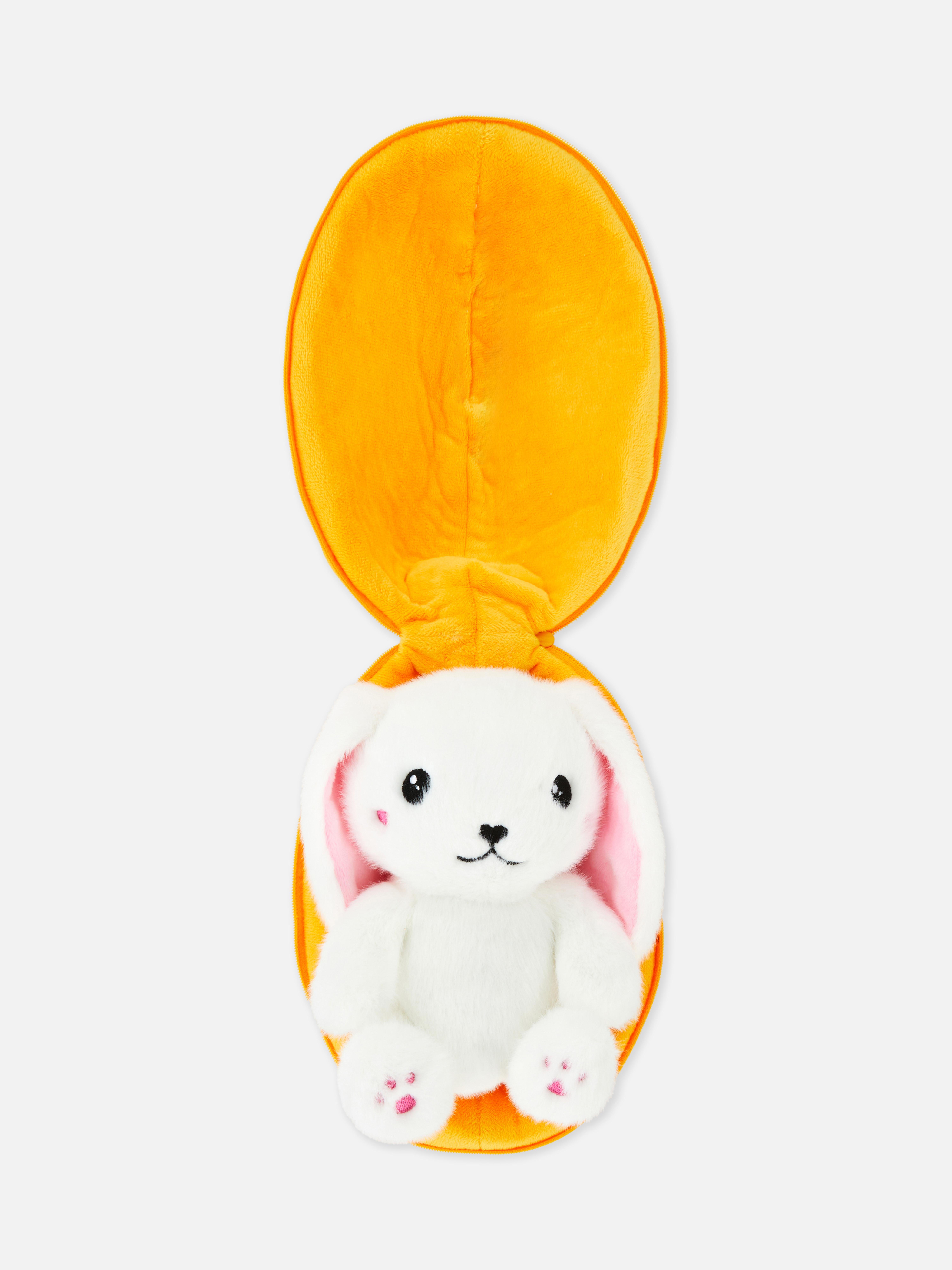 Bolso de peluche en forma de zanahoria con conejito