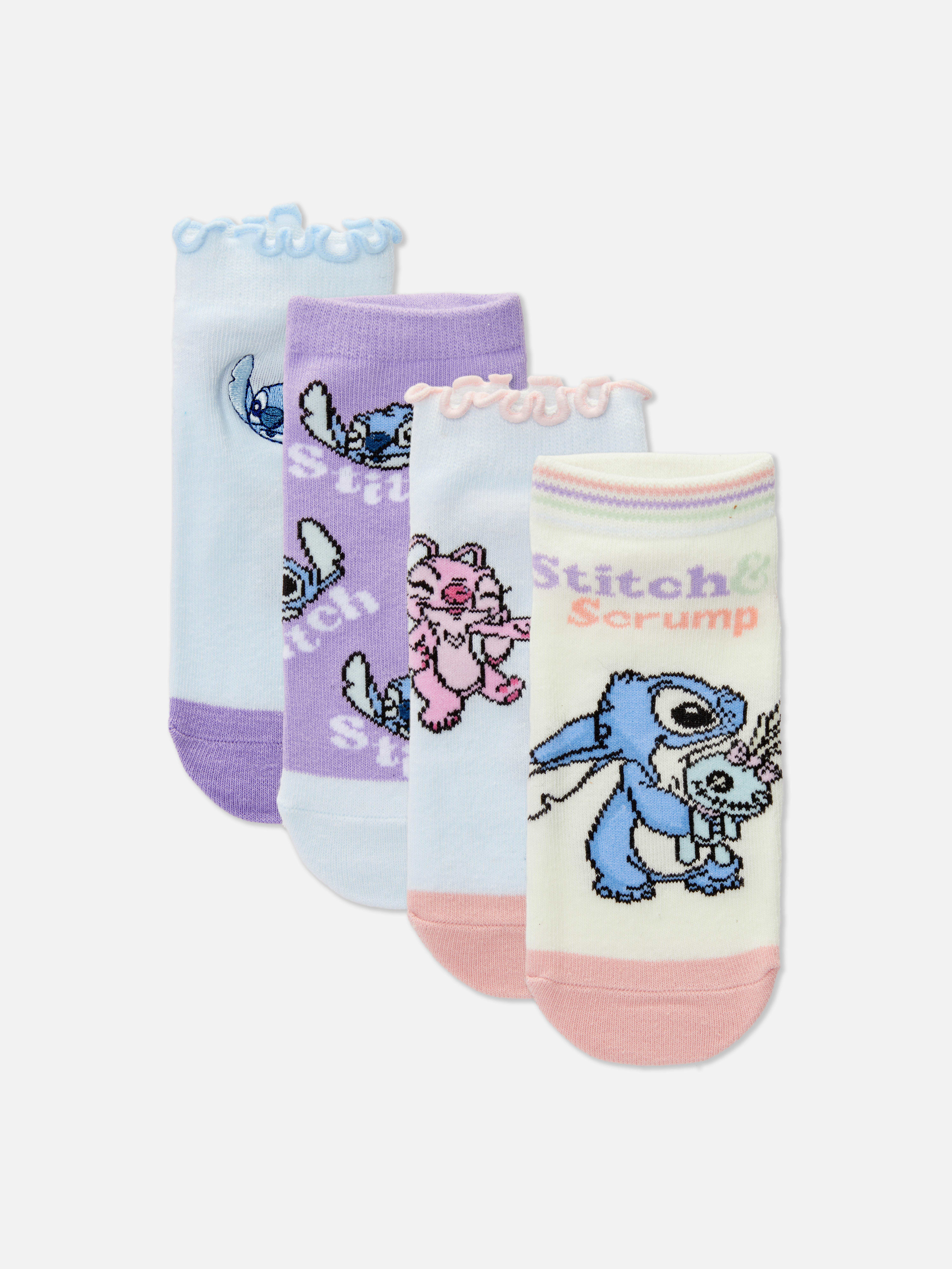 4 paia di calzini alla caviglia Stitch & Angel Disney