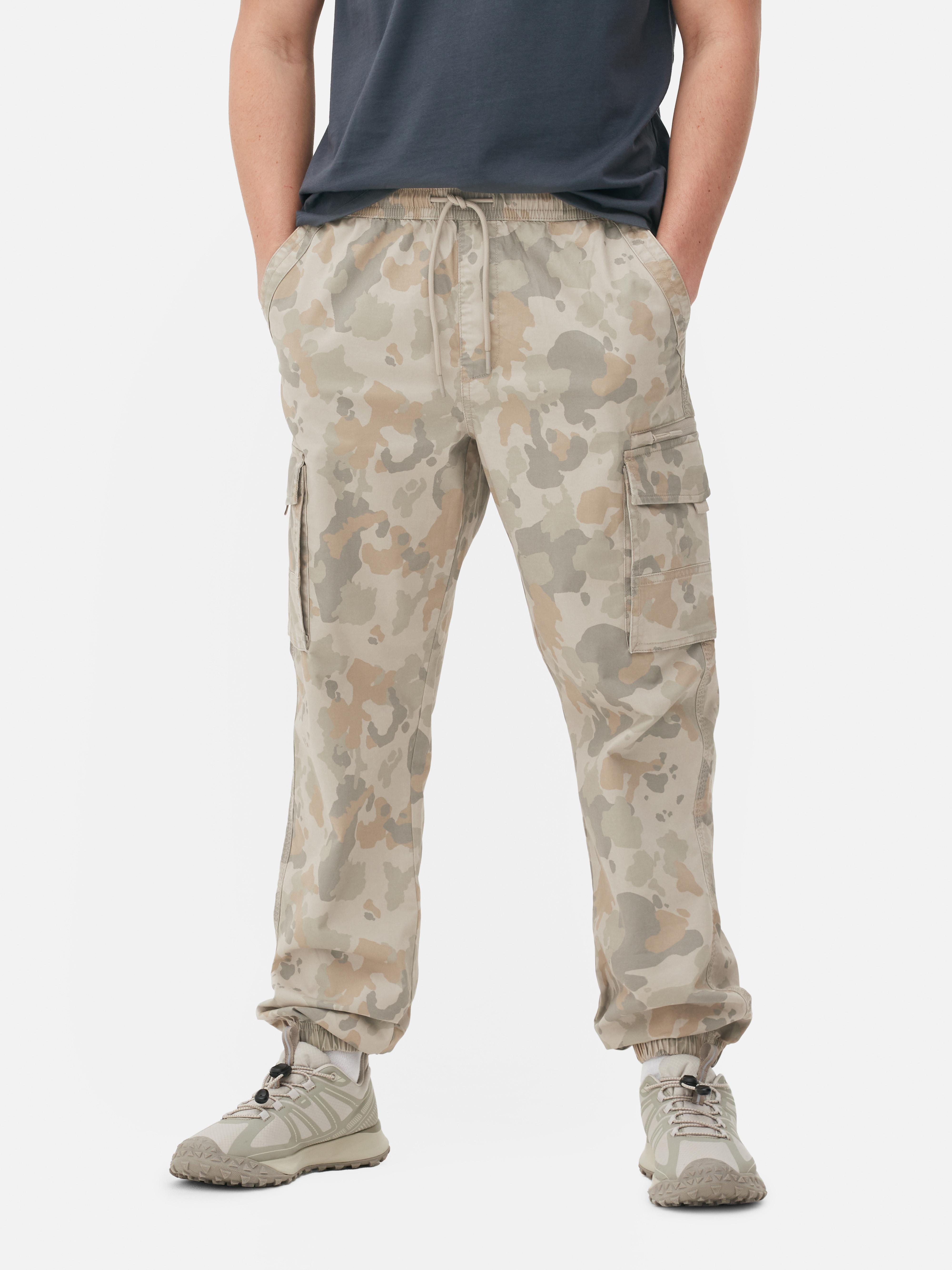 Mens Camouflage Relaxed Cuff Cargo Trousers