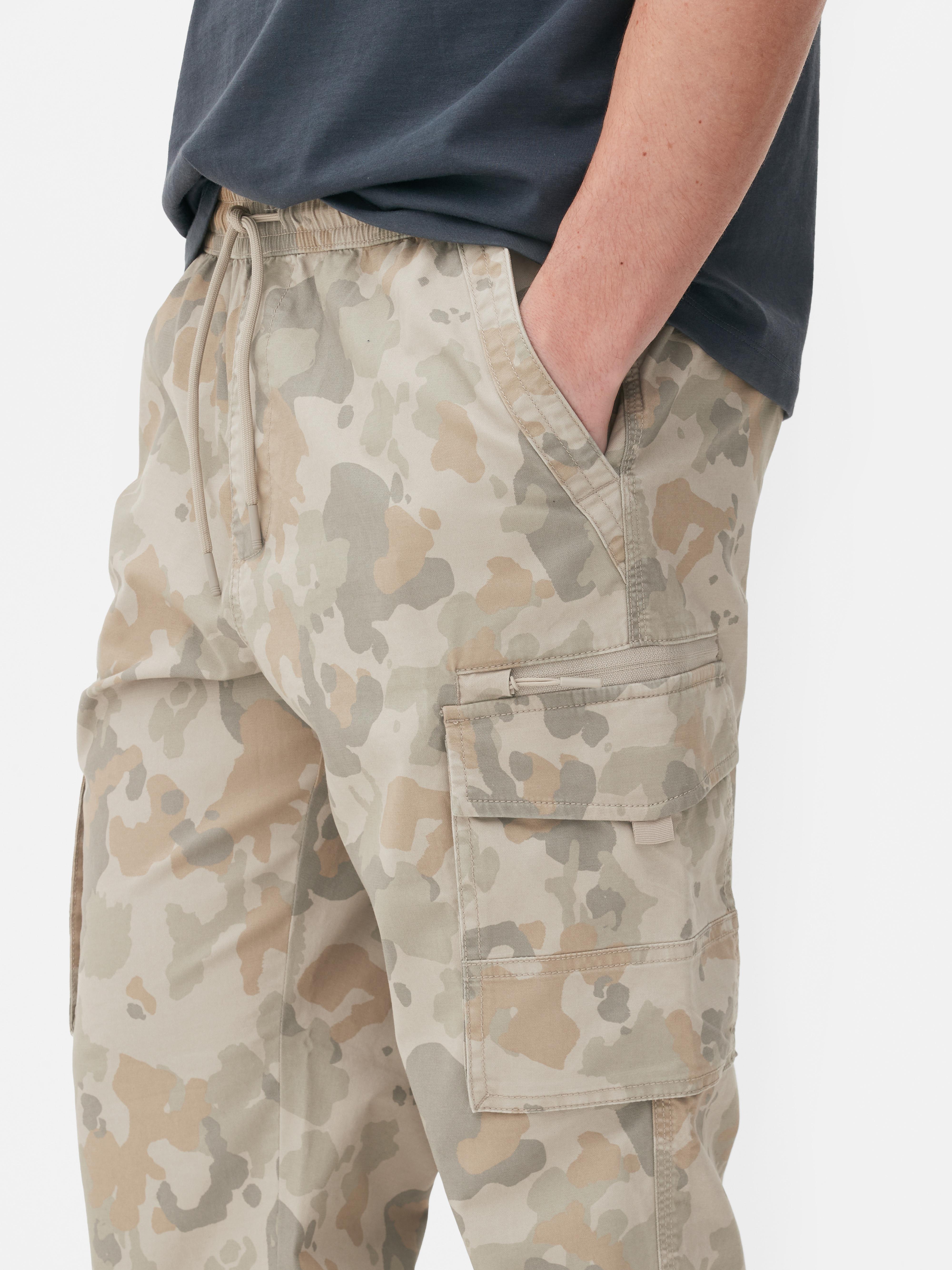 Mens Camouflage Relaxed Cuff Cargo Trousers