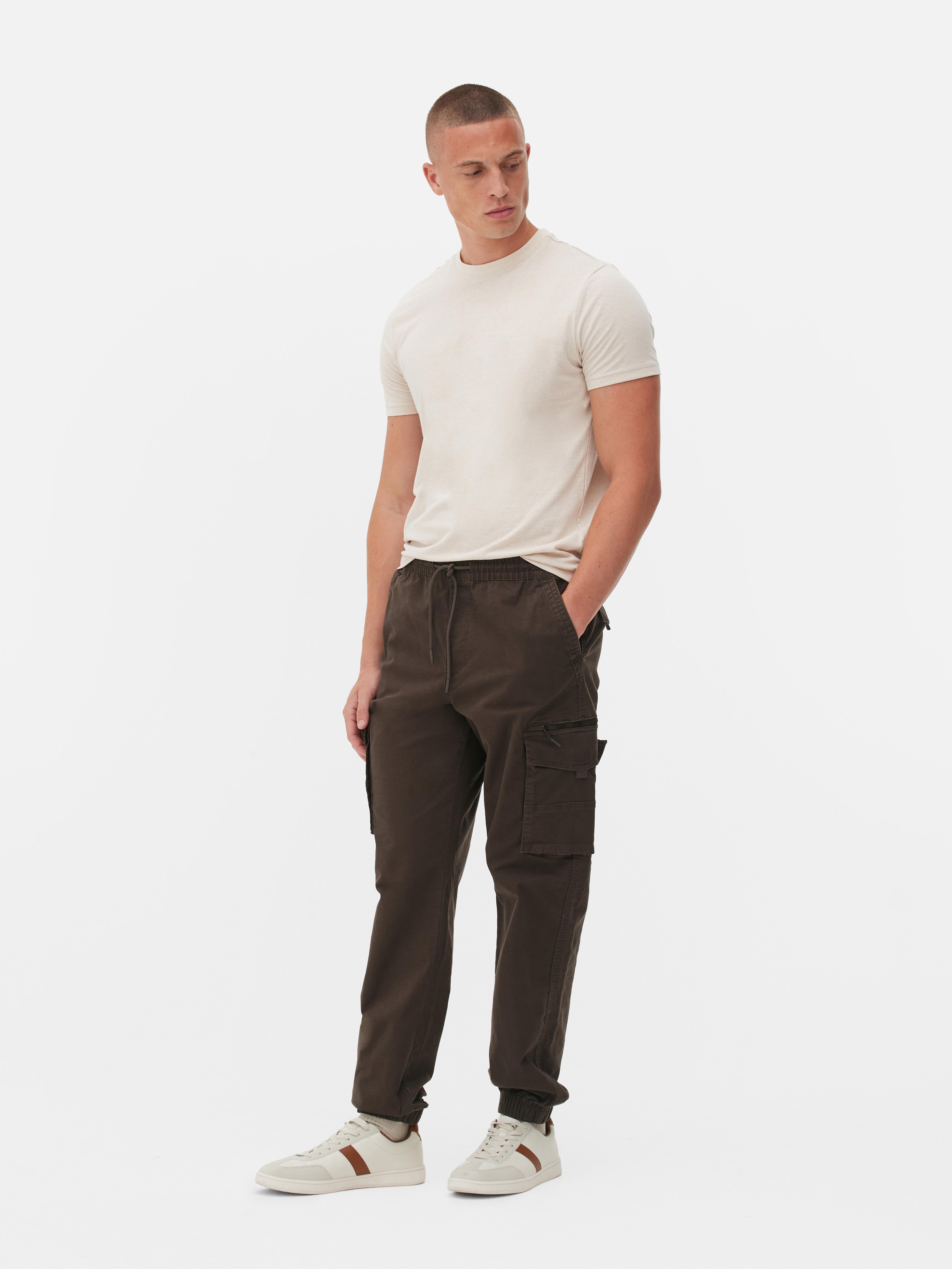 Light Brown Drawstring Cuffed Cargo Trousers