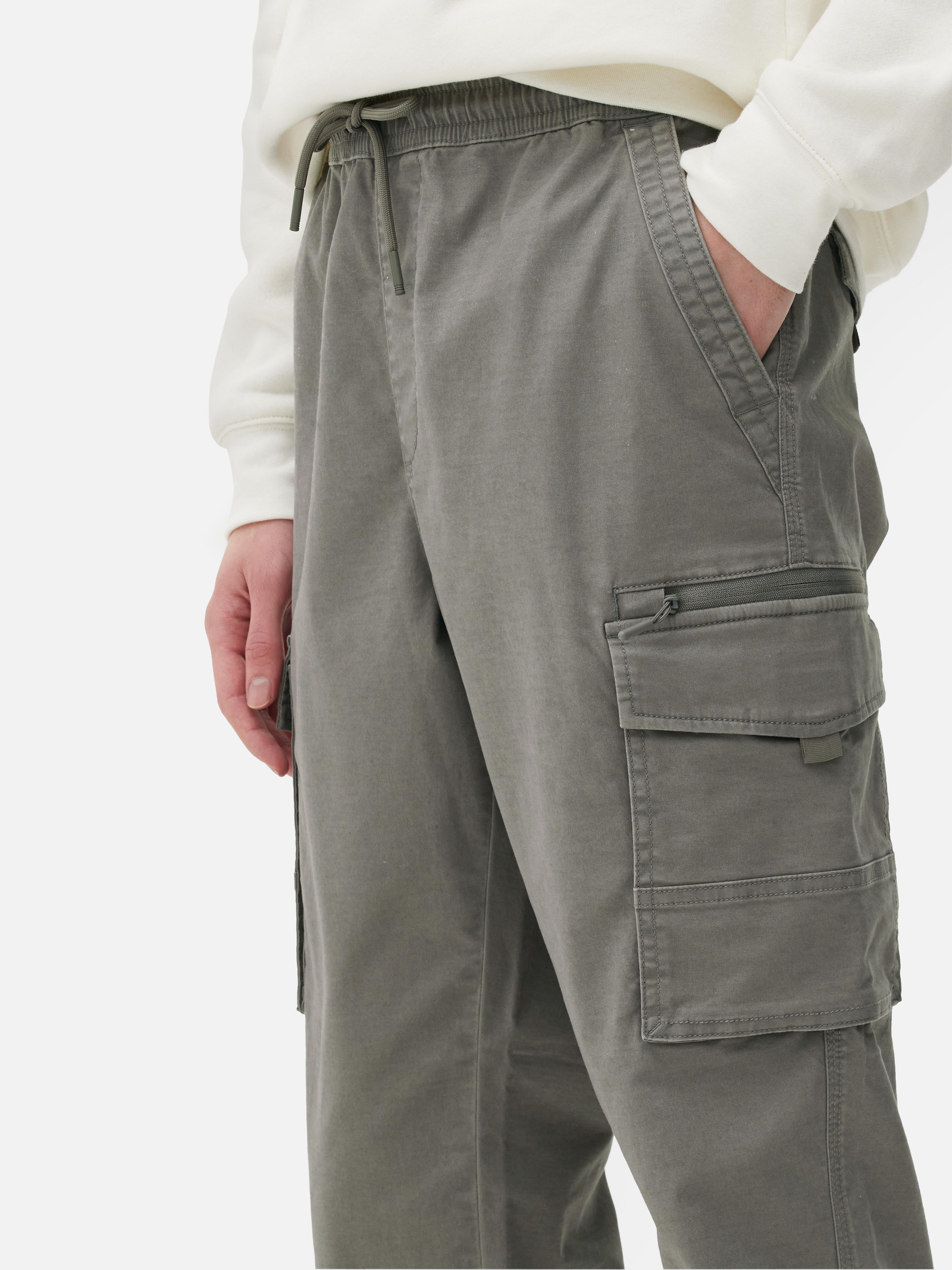 Mens Light Grey Relaxed Cuff Cargo Trousers | Primark
