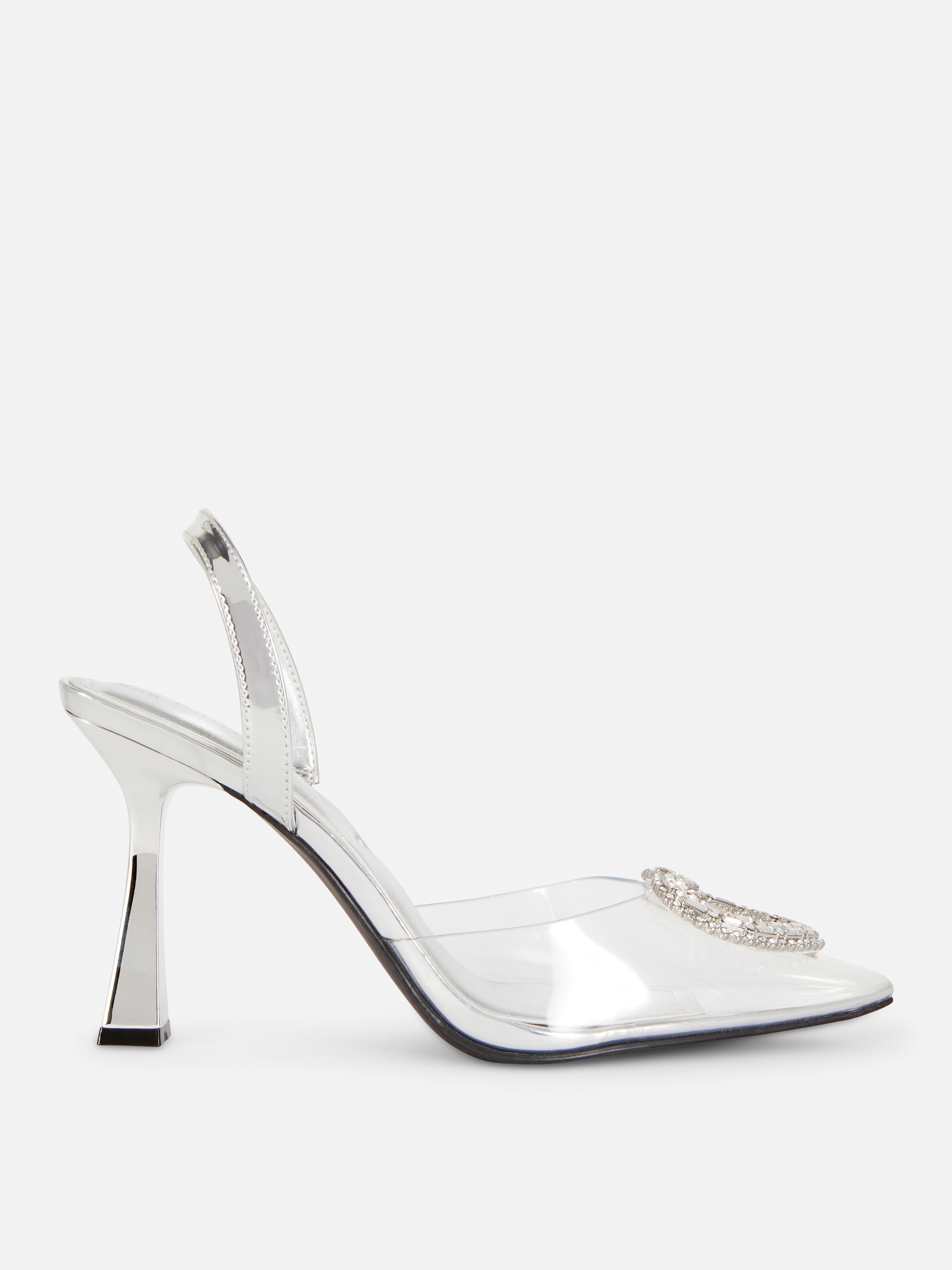 Clear Heart Embelished Court Shoes