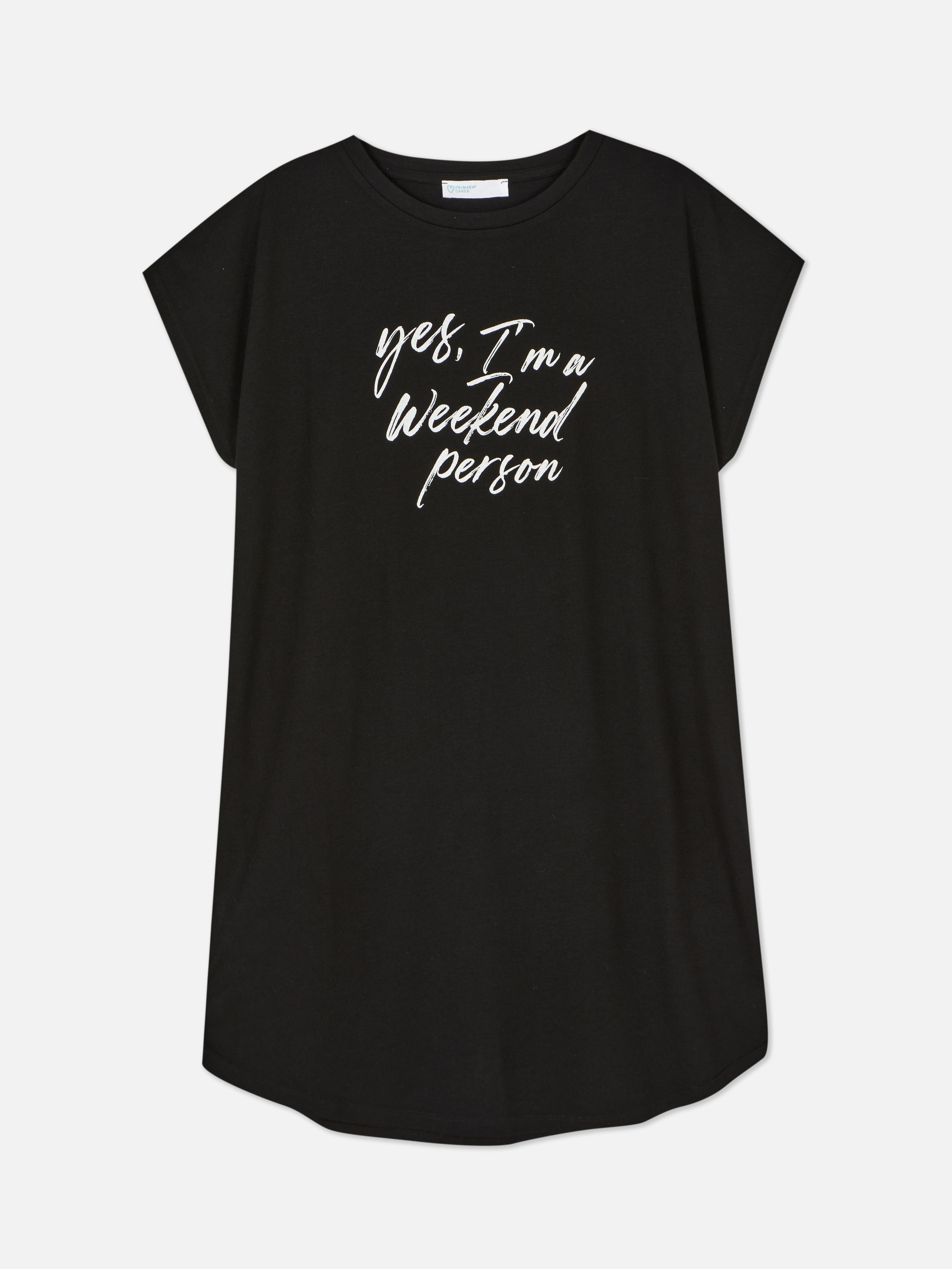 Women's Black Crew Neck Long TShirt Primark