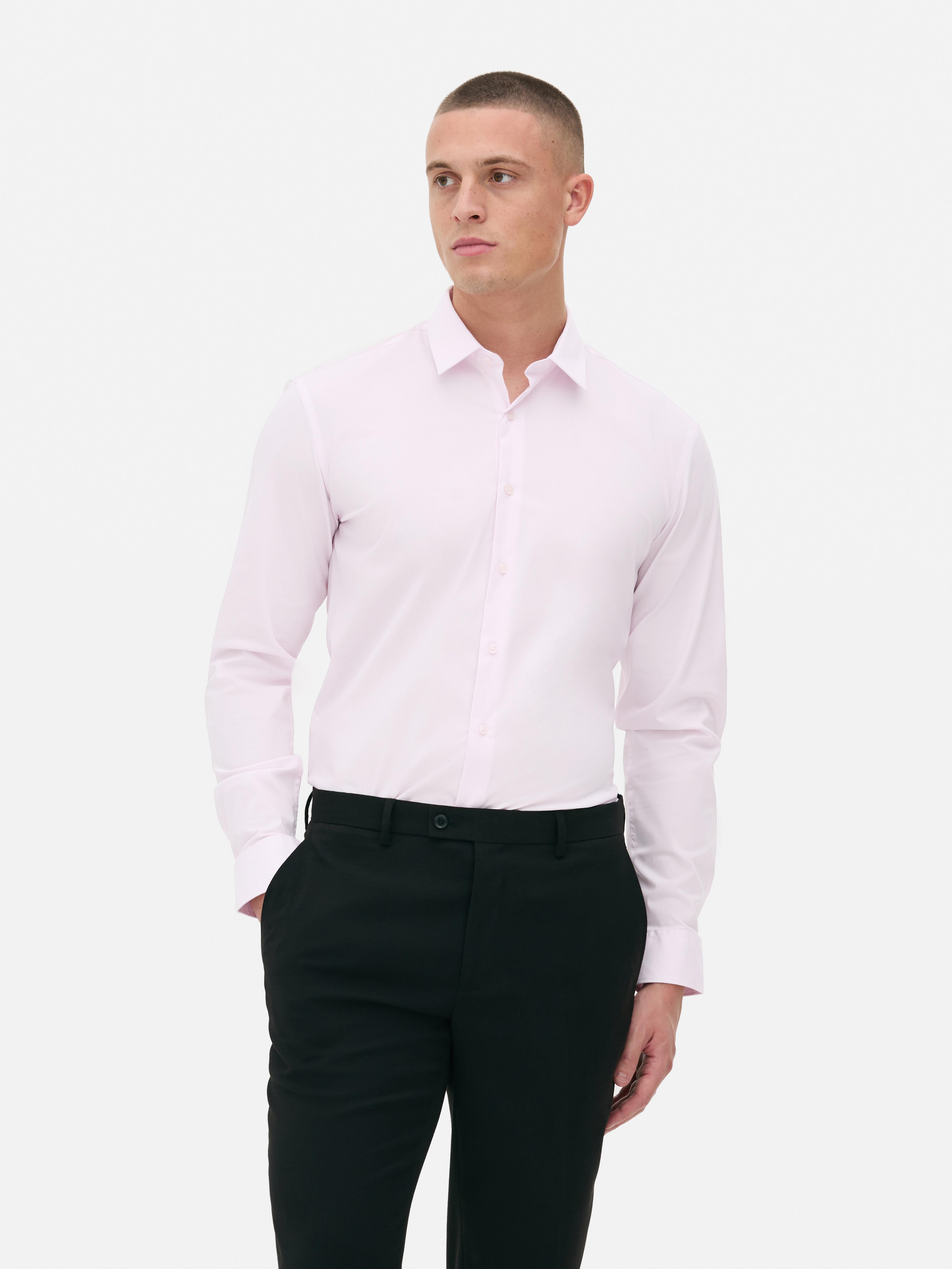 Mens Pink Stretch Regular Fit Shirt Primark