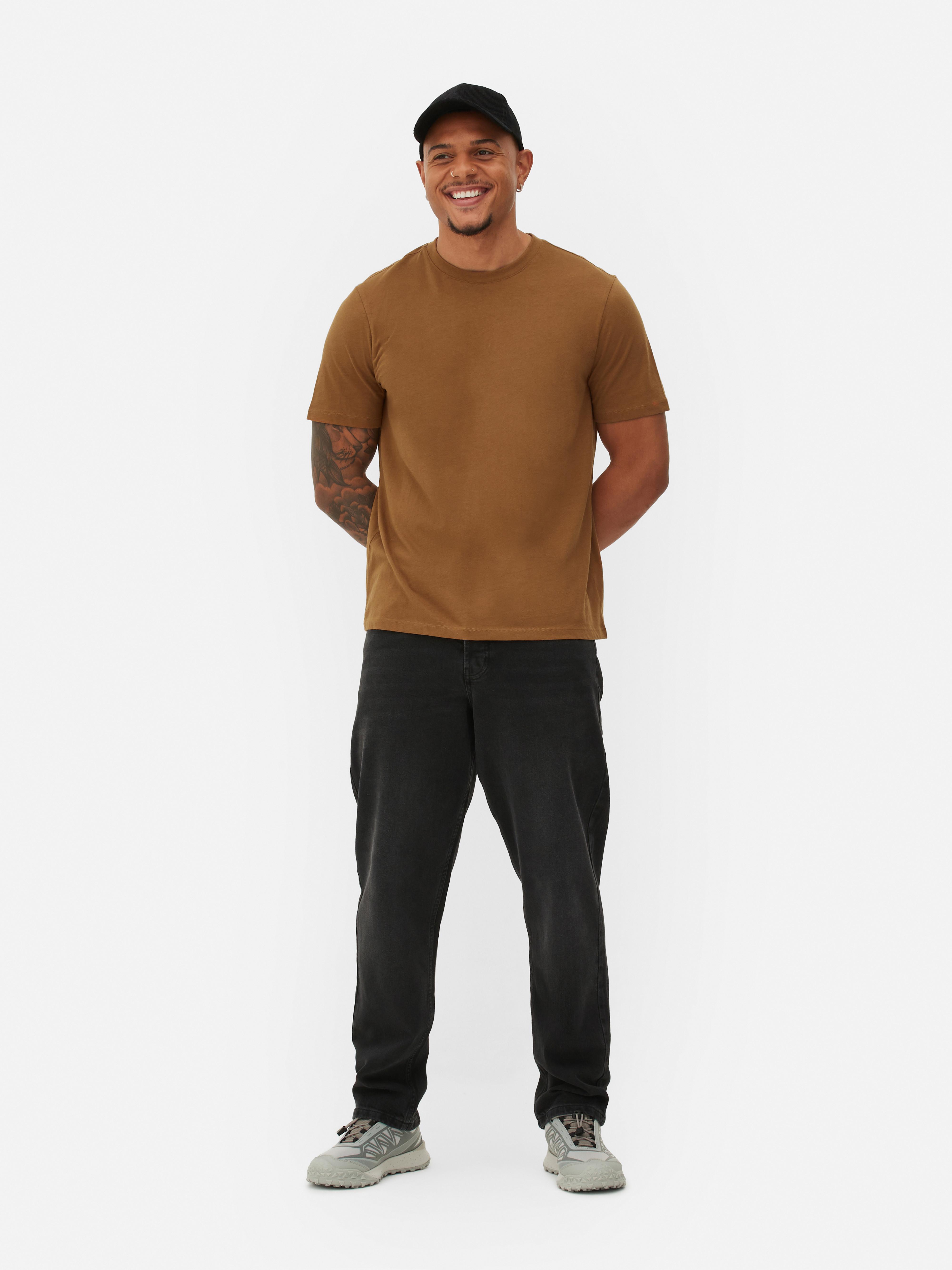 Brown crew neck t shirt online