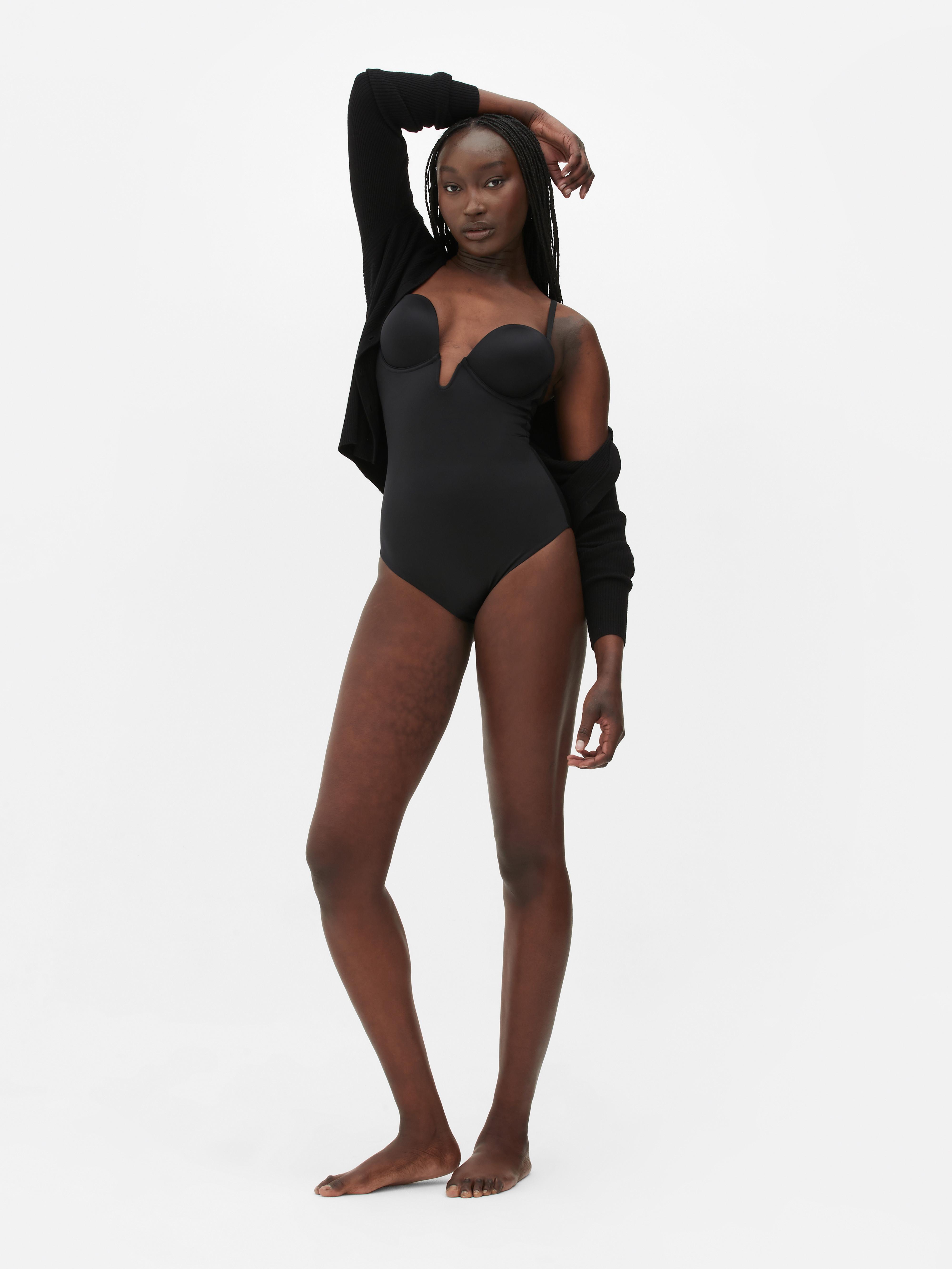 Womens Black Shapewear Plunge Cupped Bodysuit Primark