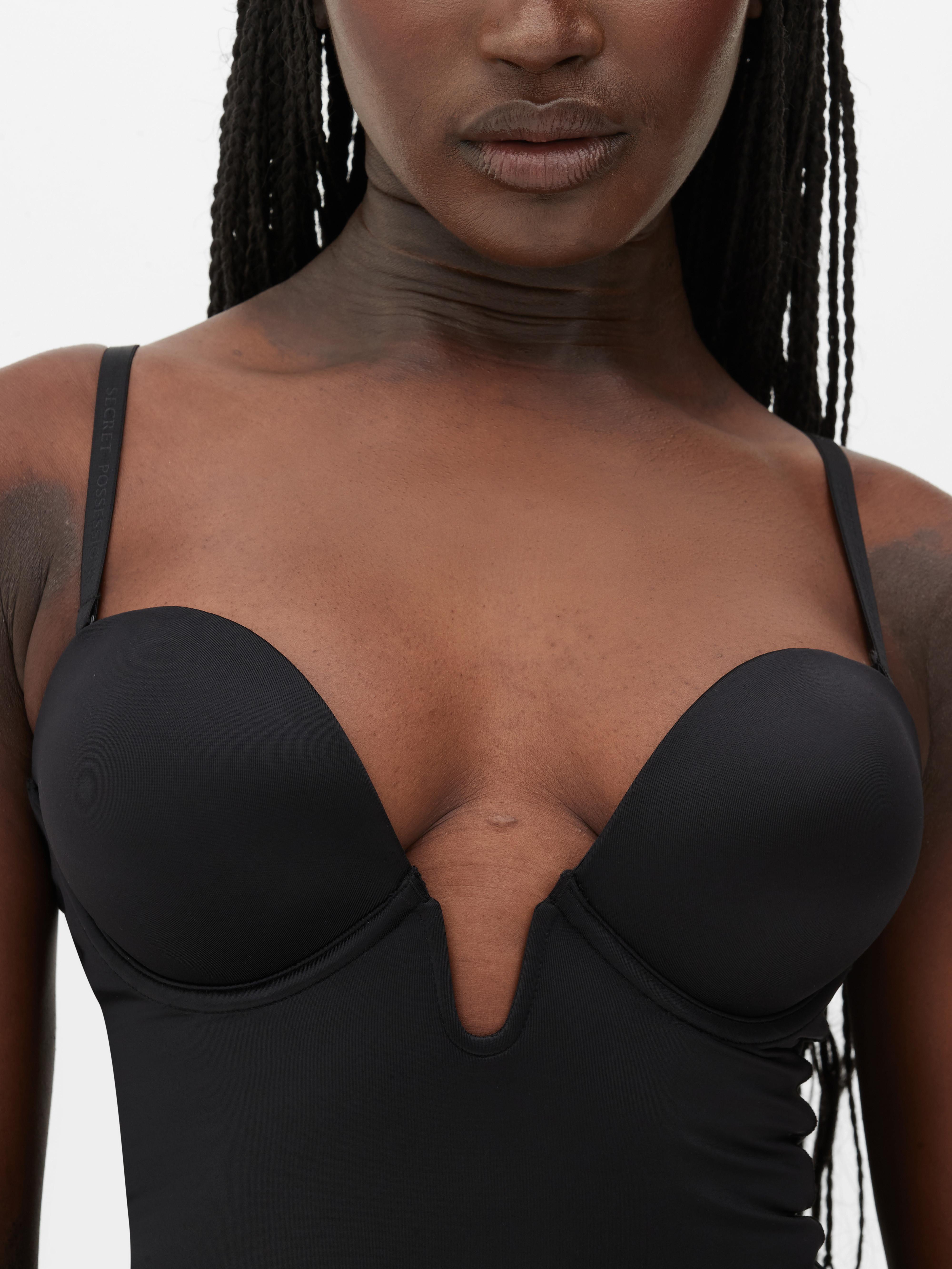 Womens Black Shapewear Plunge Cupped Bodysuit Primark