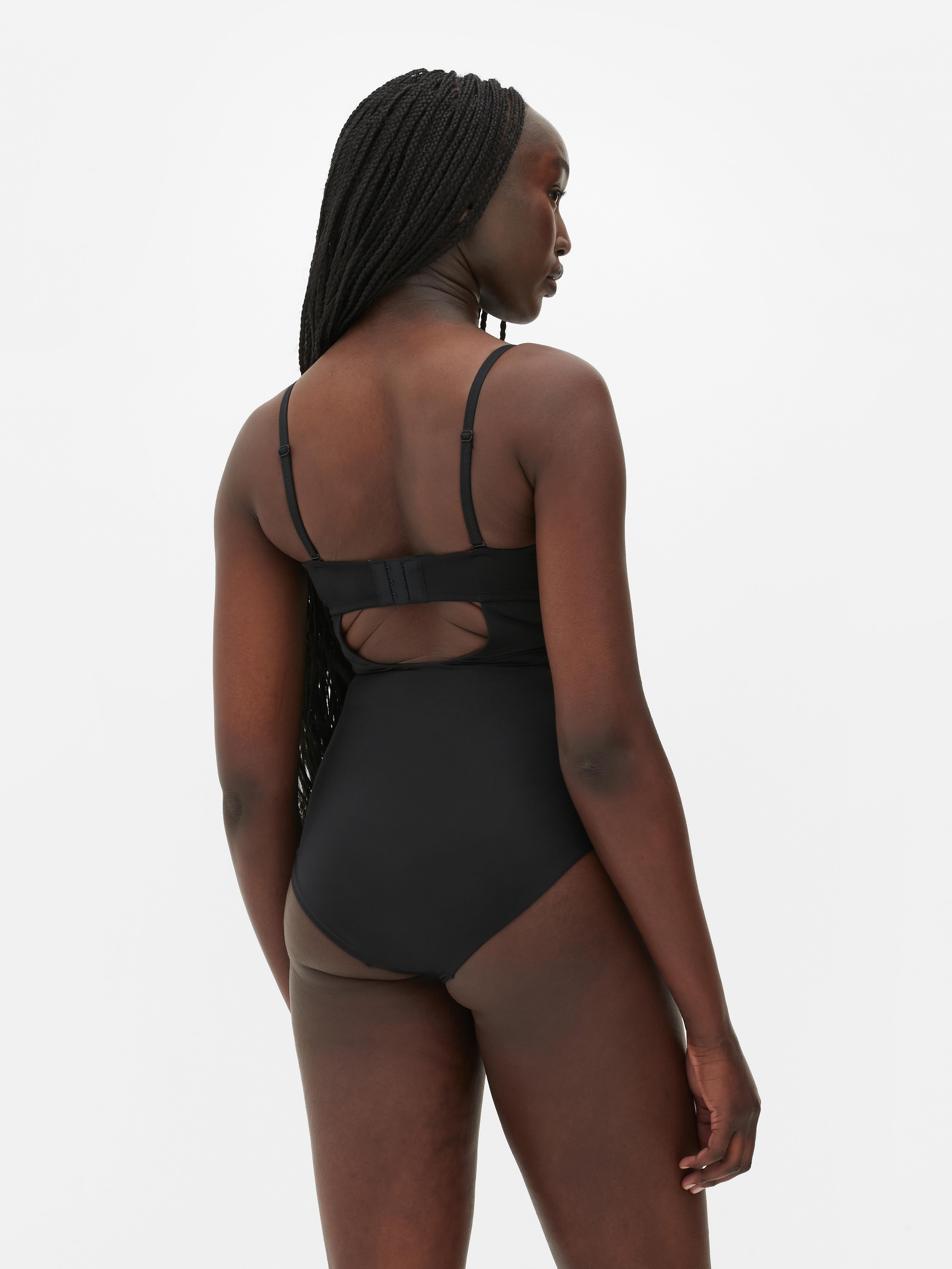 Womens Black Shapewear Plunge Cupped Bodysuit