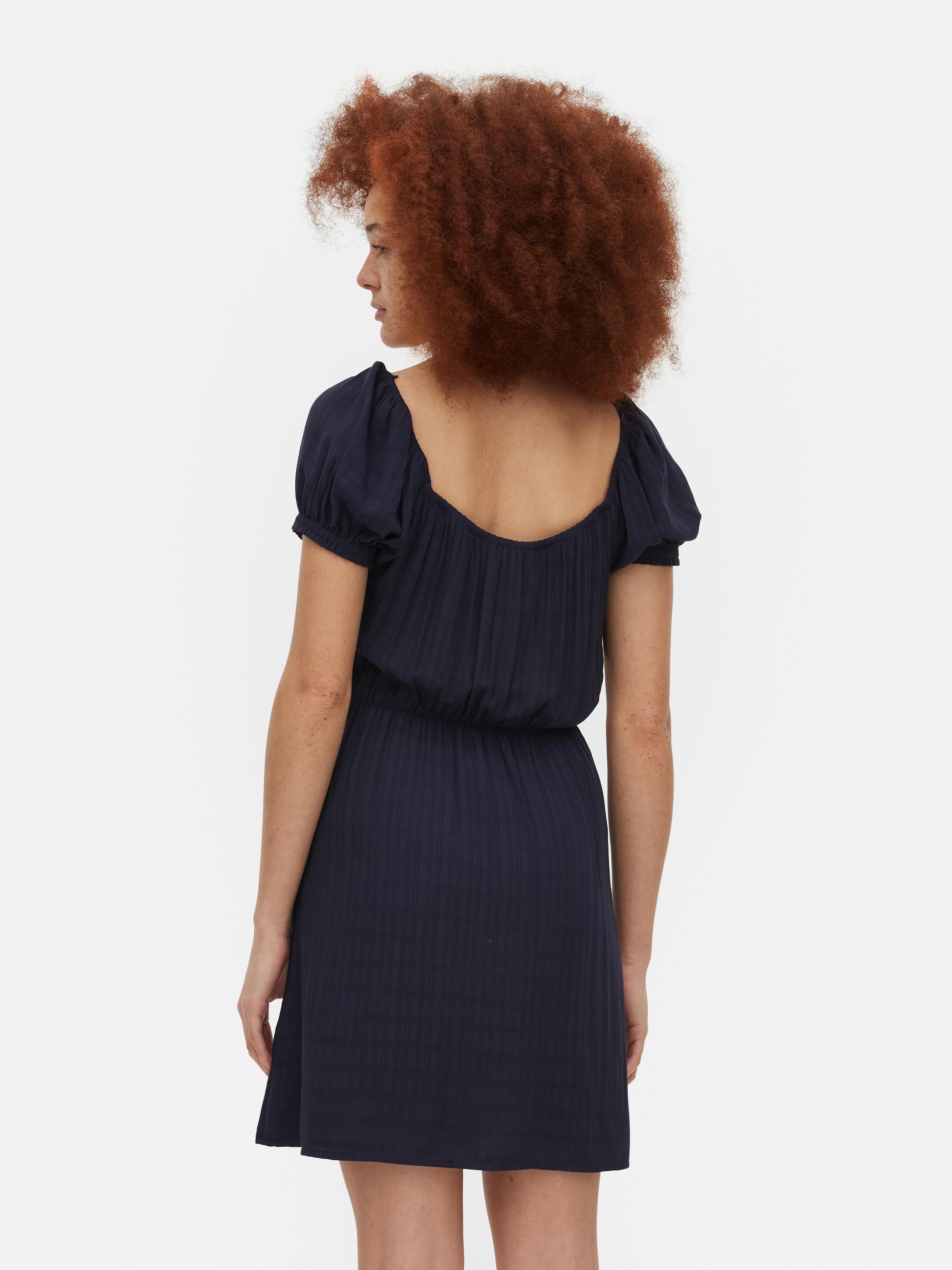 Rooscier Damen-Minikleid Kurzärmlig - Mit Knopfleiste & Schleife, Dehnbarer Strick, Für Büro & Ausgehen