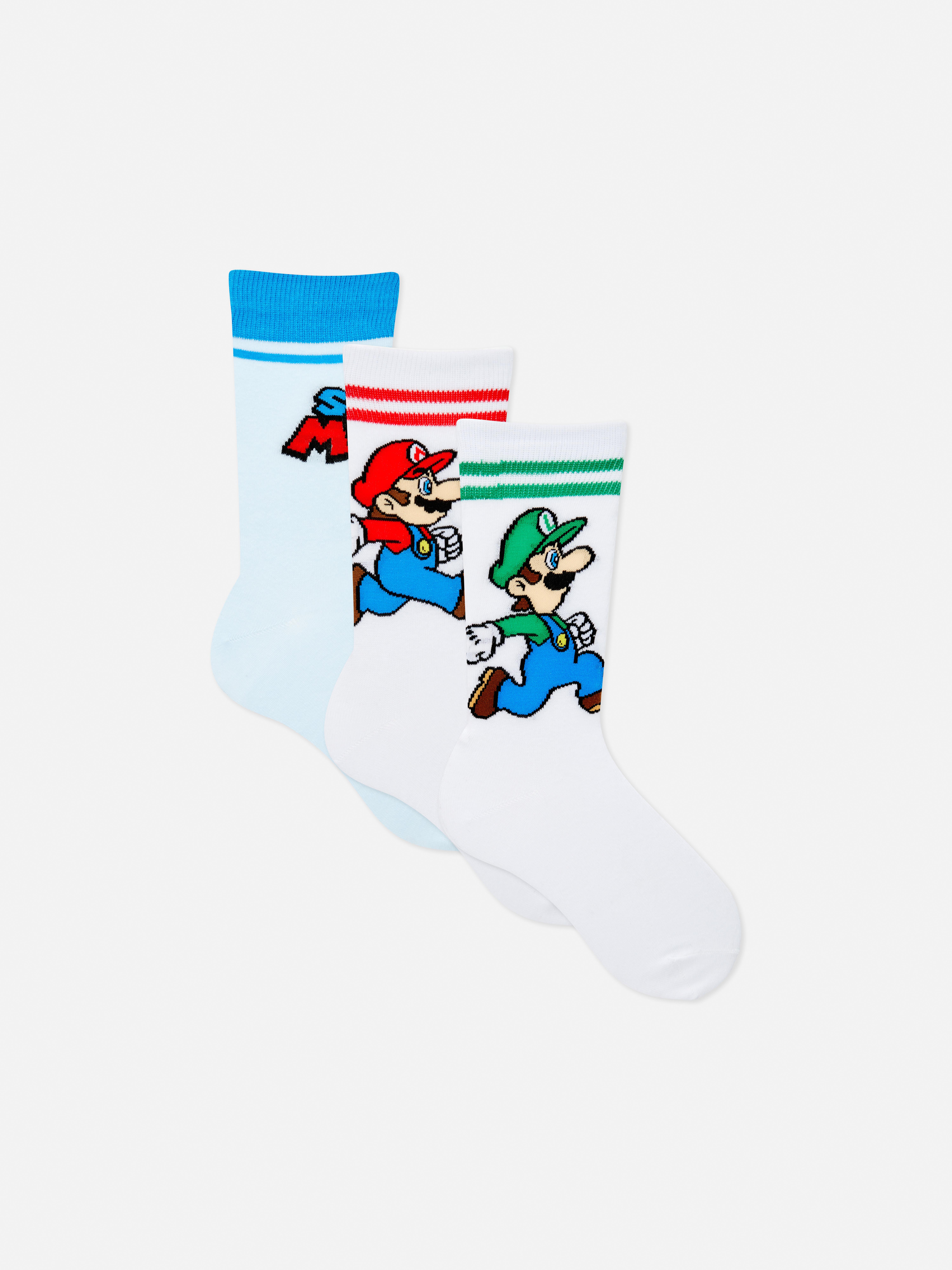 3pk Super Mario Bros. Crew Socks