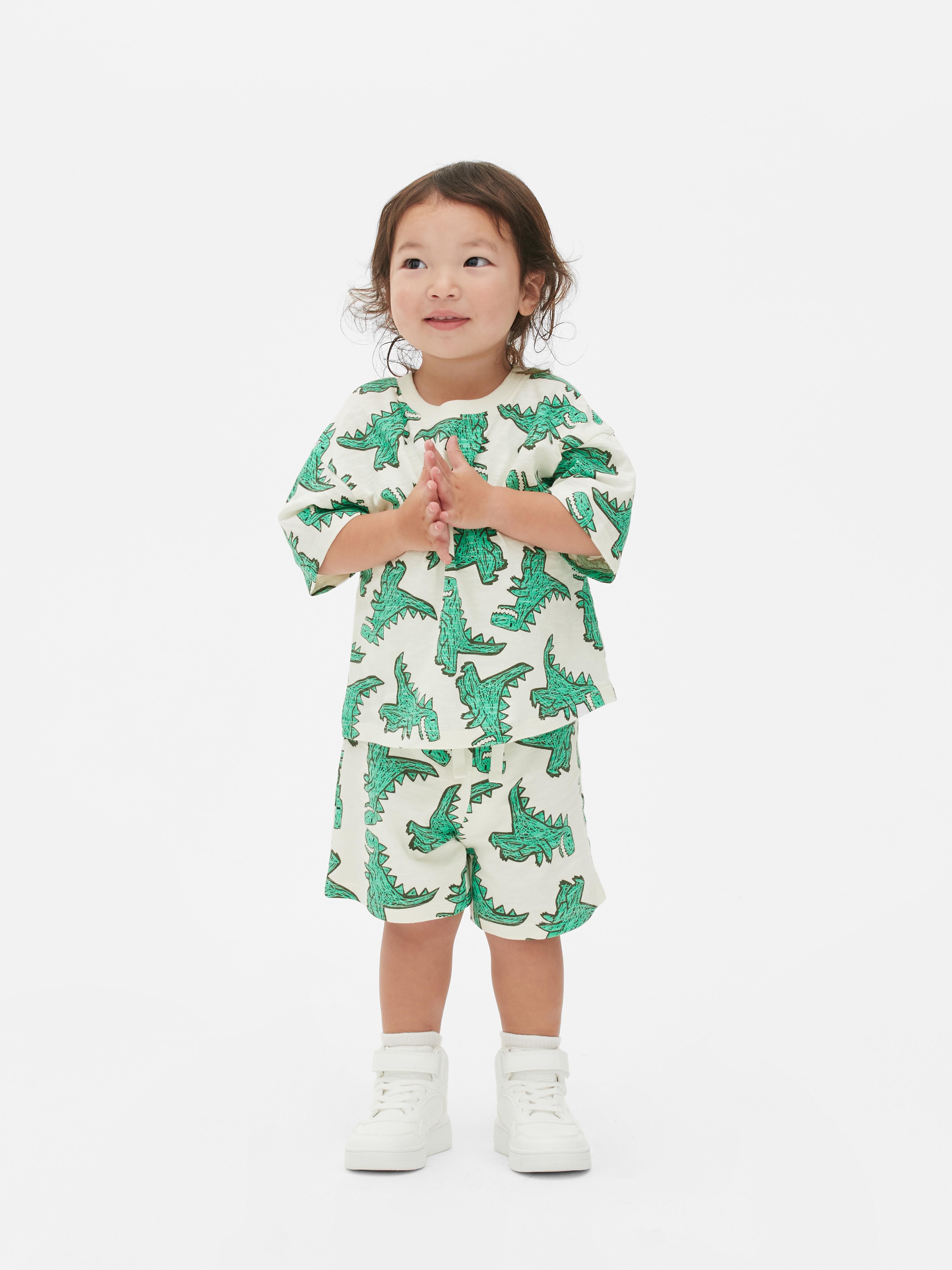 Baby Boys Green Dinosaur Tshirt and Shorts Coord Set Primark