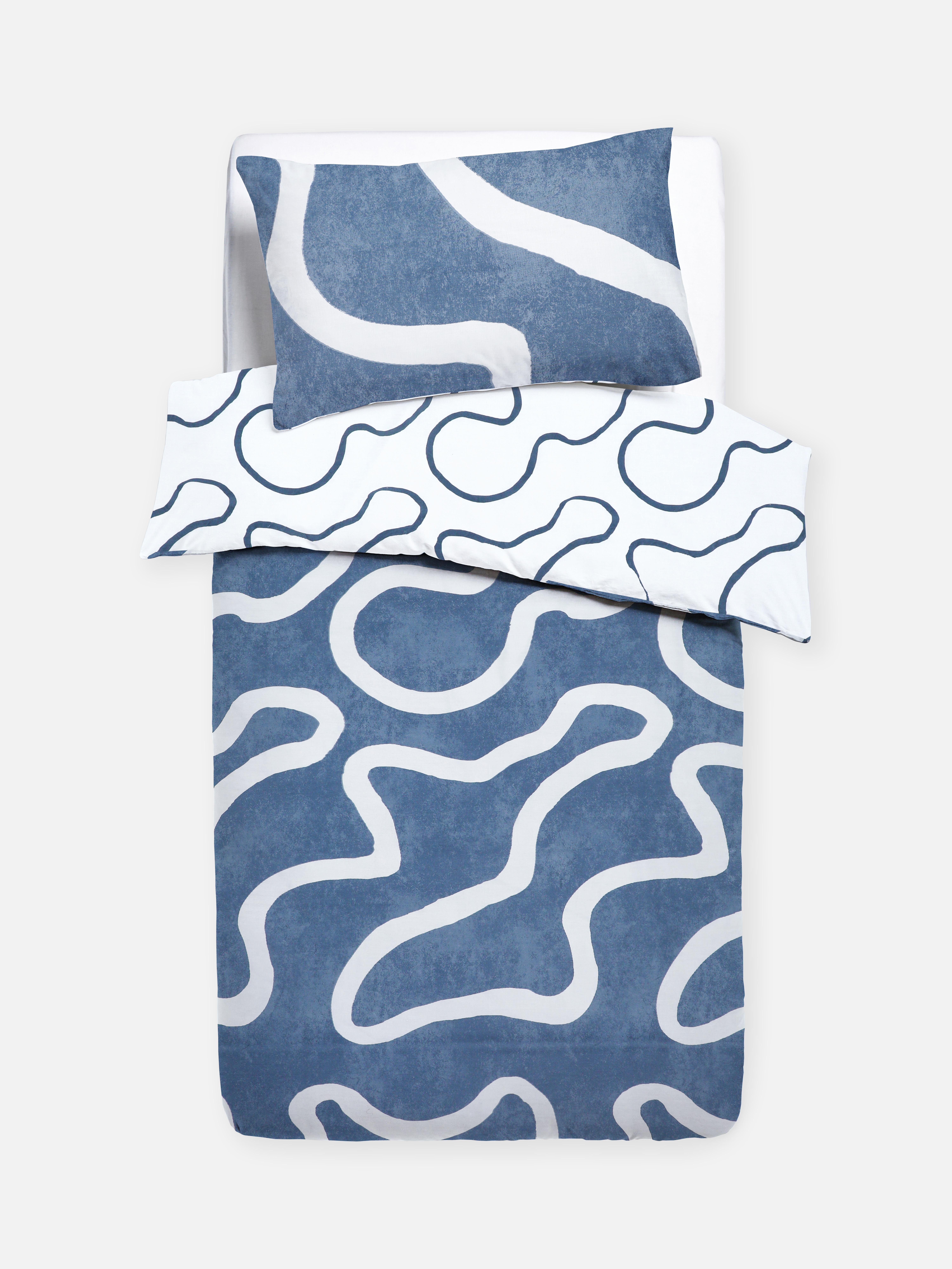 Navy Abstract Patterned Single Duvet Cover Set Primark